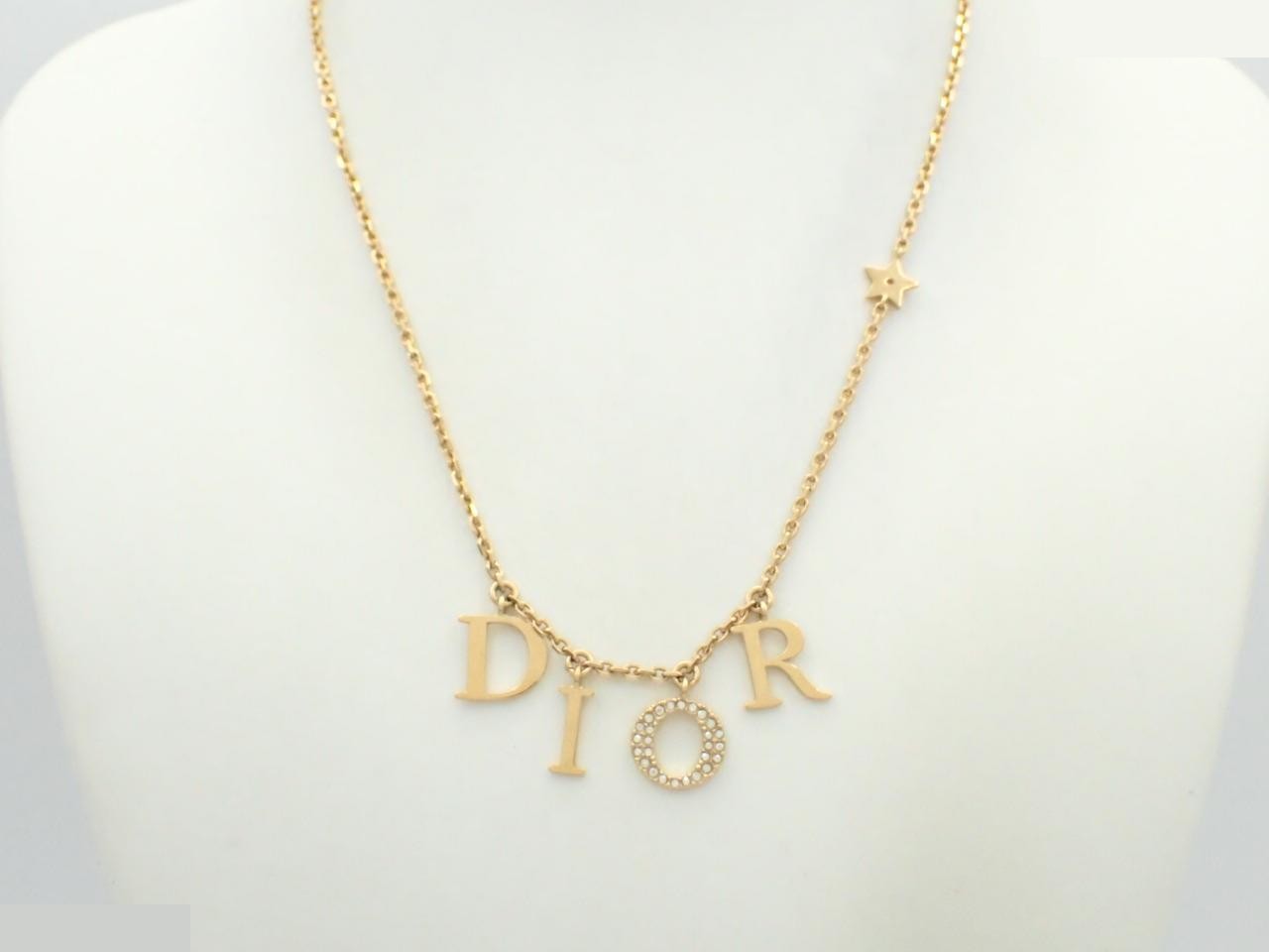 Necklace, DIOR logo, rhinestone, star, gold — view 3