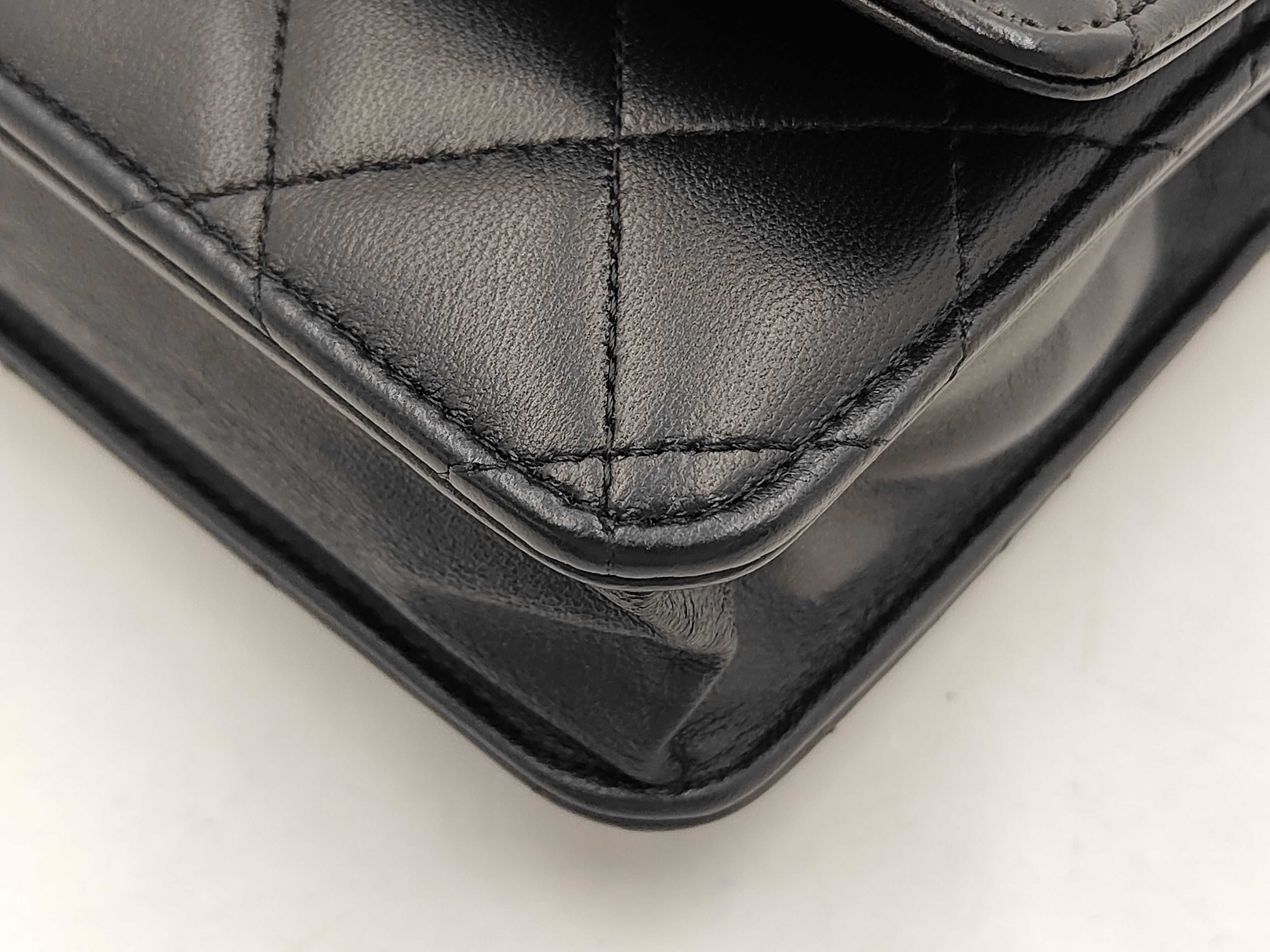 Matelassé Chain Wallet, Black with Gold Hardware, Lambskin, Women's Shoulder Bag — view 6