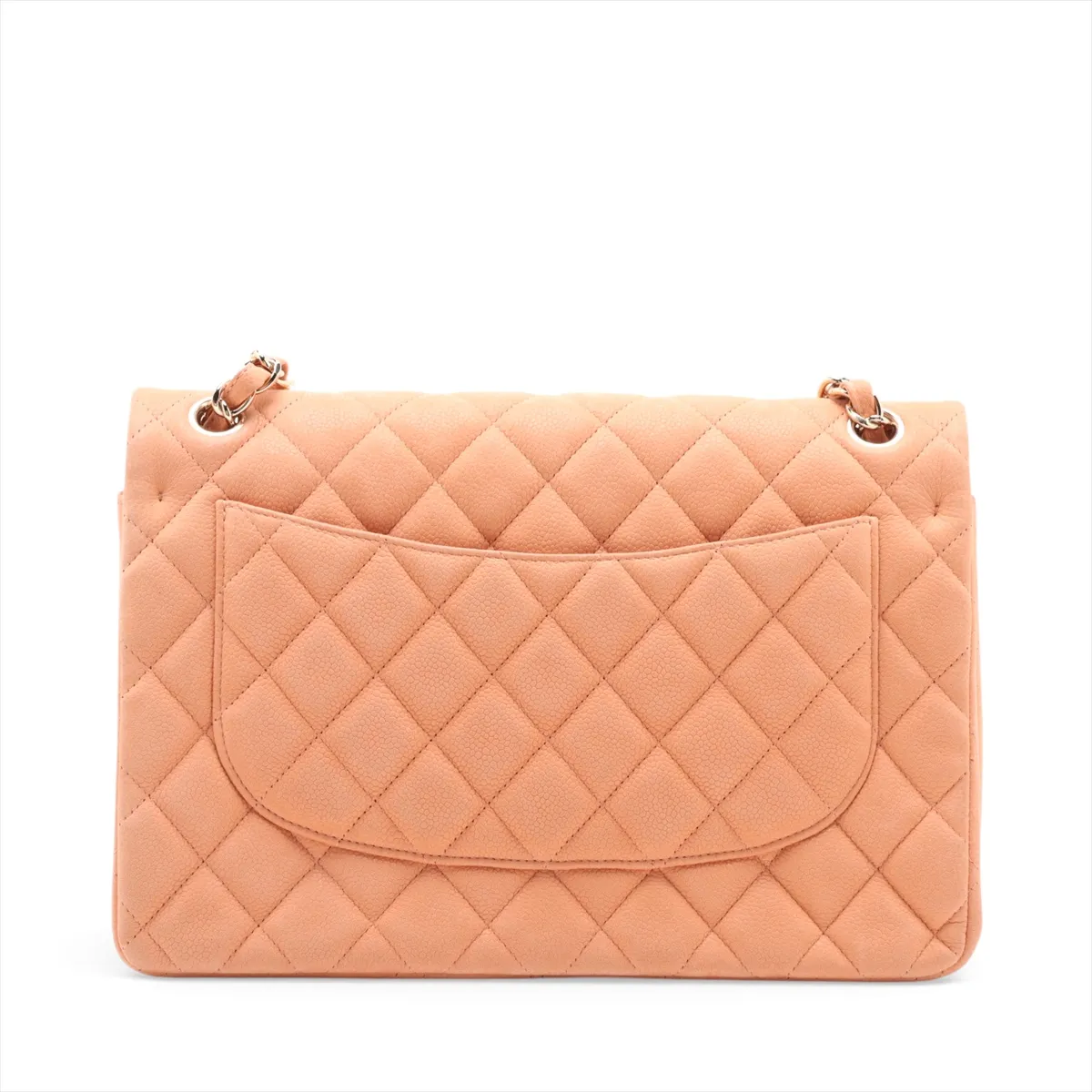 Large Matelassé 30 Caviar Skin Double Flap Double Chain Bag, Orange with Gold Hardware, 16341117, Serial Number 16-series, A58600 — view 2