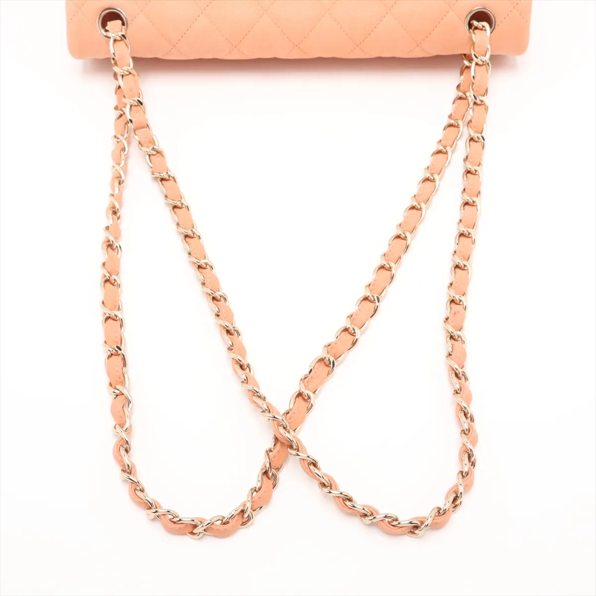 Large Matelassé 30 Caviar Skin Double Flap Double Chain Bag, Orange with Gold Hardware, 16341117, Serial Number 16-series, A58600 — view 5