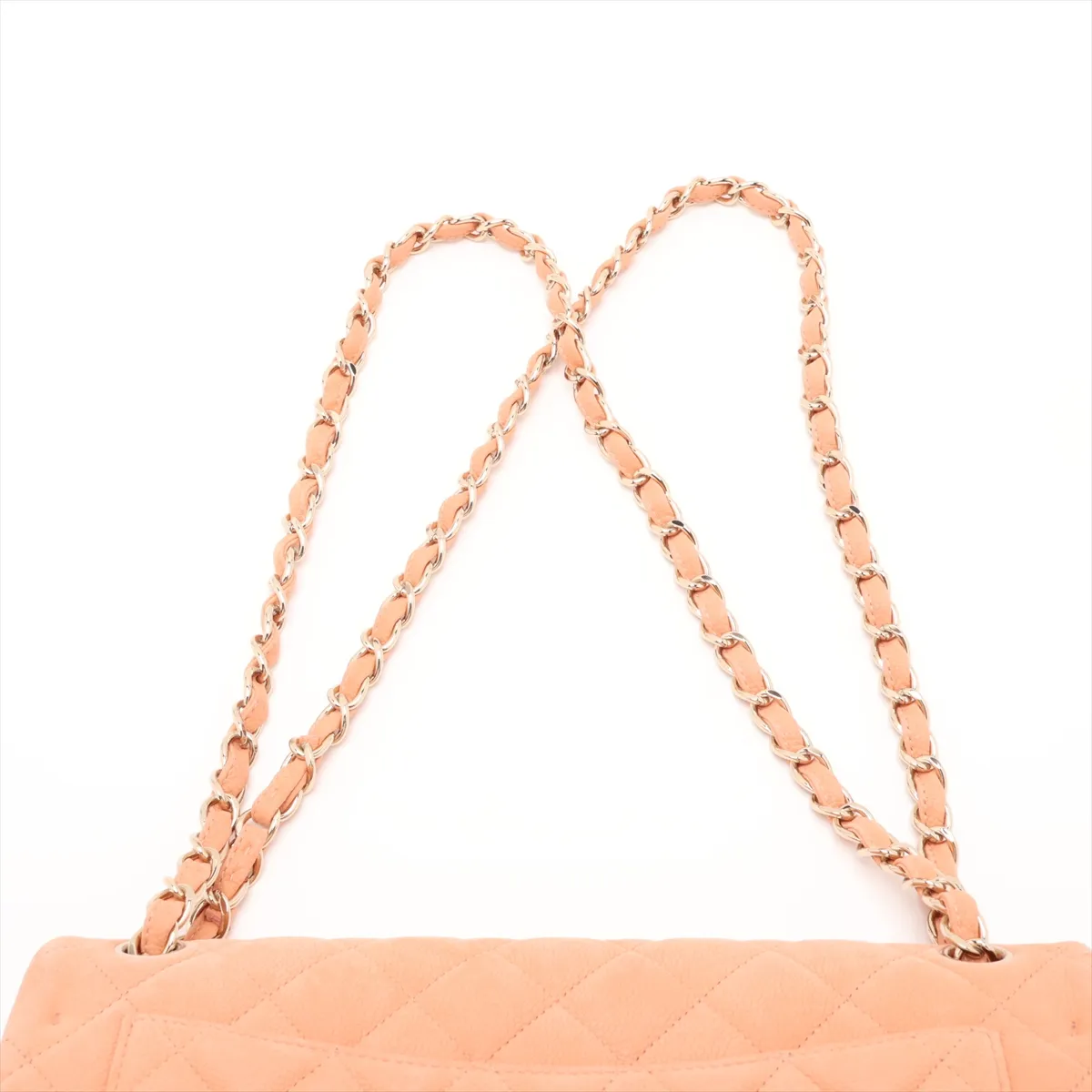 Large Matelassé 30 Caviar Skin Double Flap Double Chain Bag, Orange with Gold Hardware, 16341117, Serial Number 16-series, A58600 — view 6