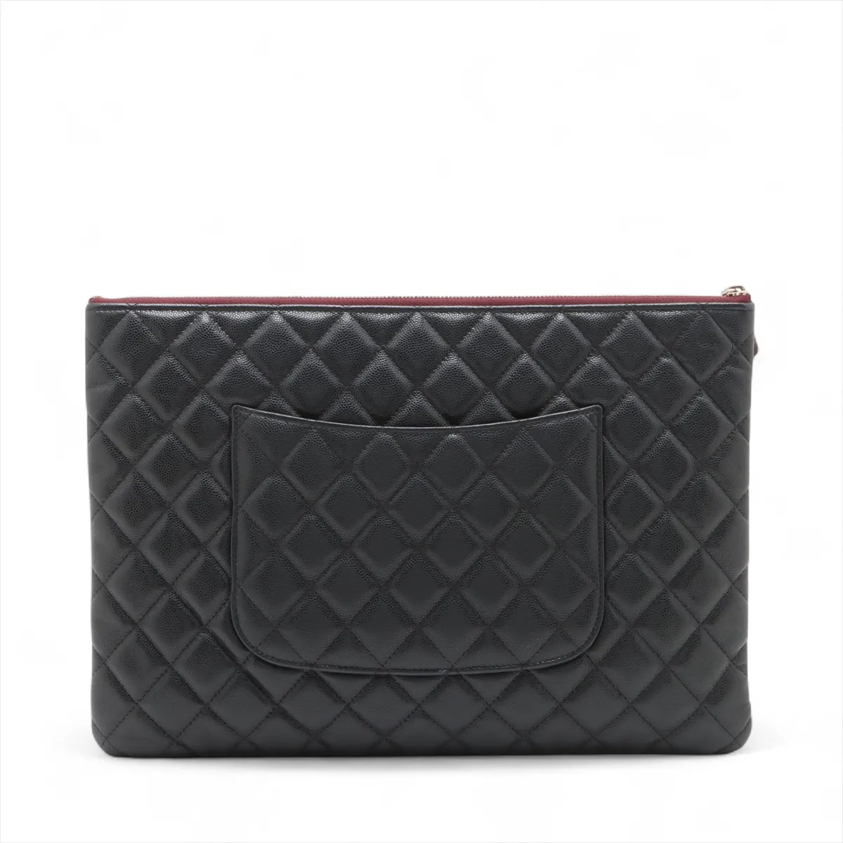 Matelassé Caviar Skin Clutch Bag, Black with Gold Hardware, 26277030, Serial Number 26 — view 2