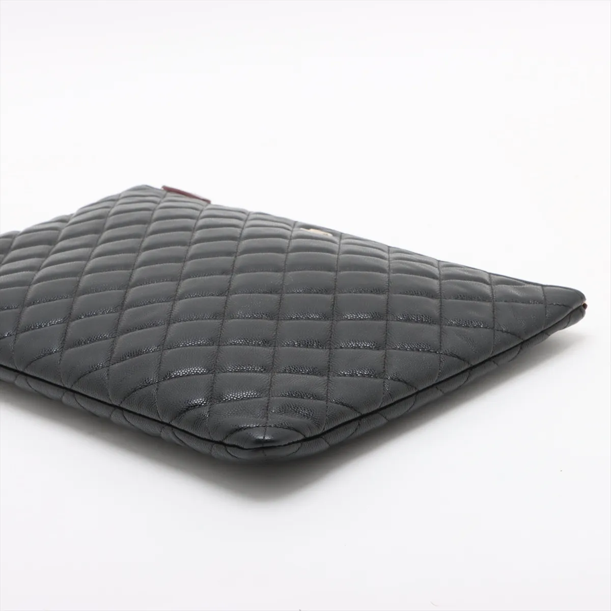 Matelassé Caviar Skin Clutch Bag, Black with Gold Hardware, 26277030, Serial Number 26 — view 3