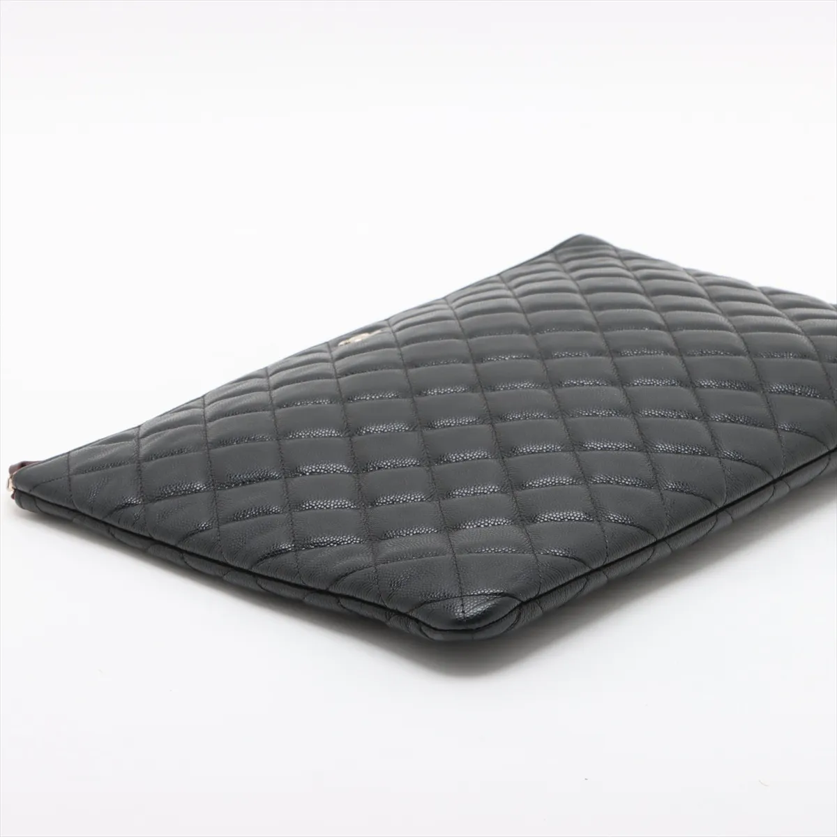 Matelassé Caviar Skin Clutch Bag, Black with Gold Hardware, 26277030, Serial Number 26 — view 4