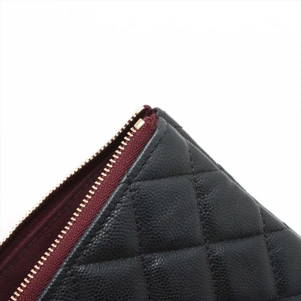 Matelassé Caviar Skin Clutch Bag, Black with Gold Hardware, 26277030, Serial Number 26 — view 9