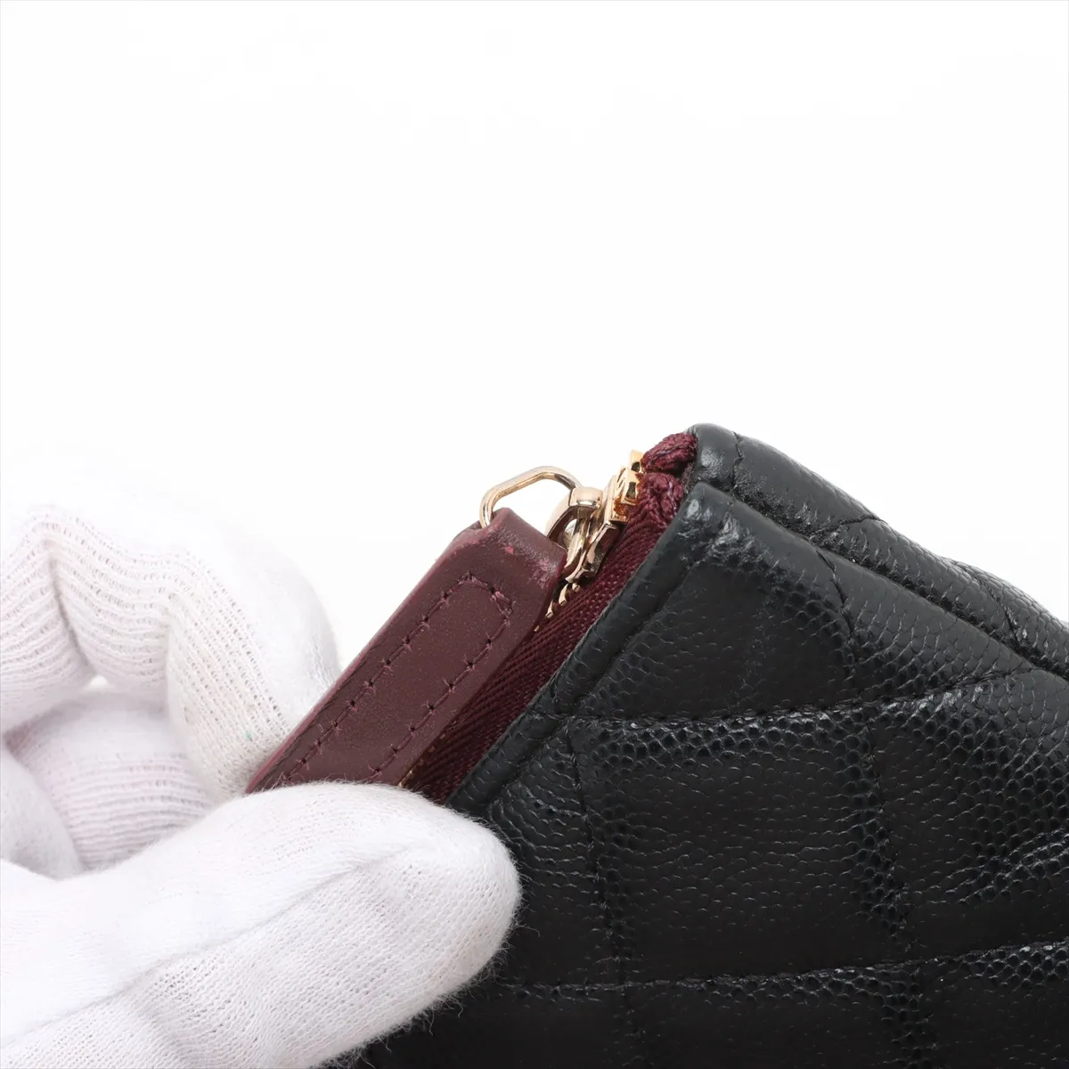 Matelassé Caviar Skin Clutch Bag, Black with Gold Hardware, 26277030, Serial Number 26 — view 10