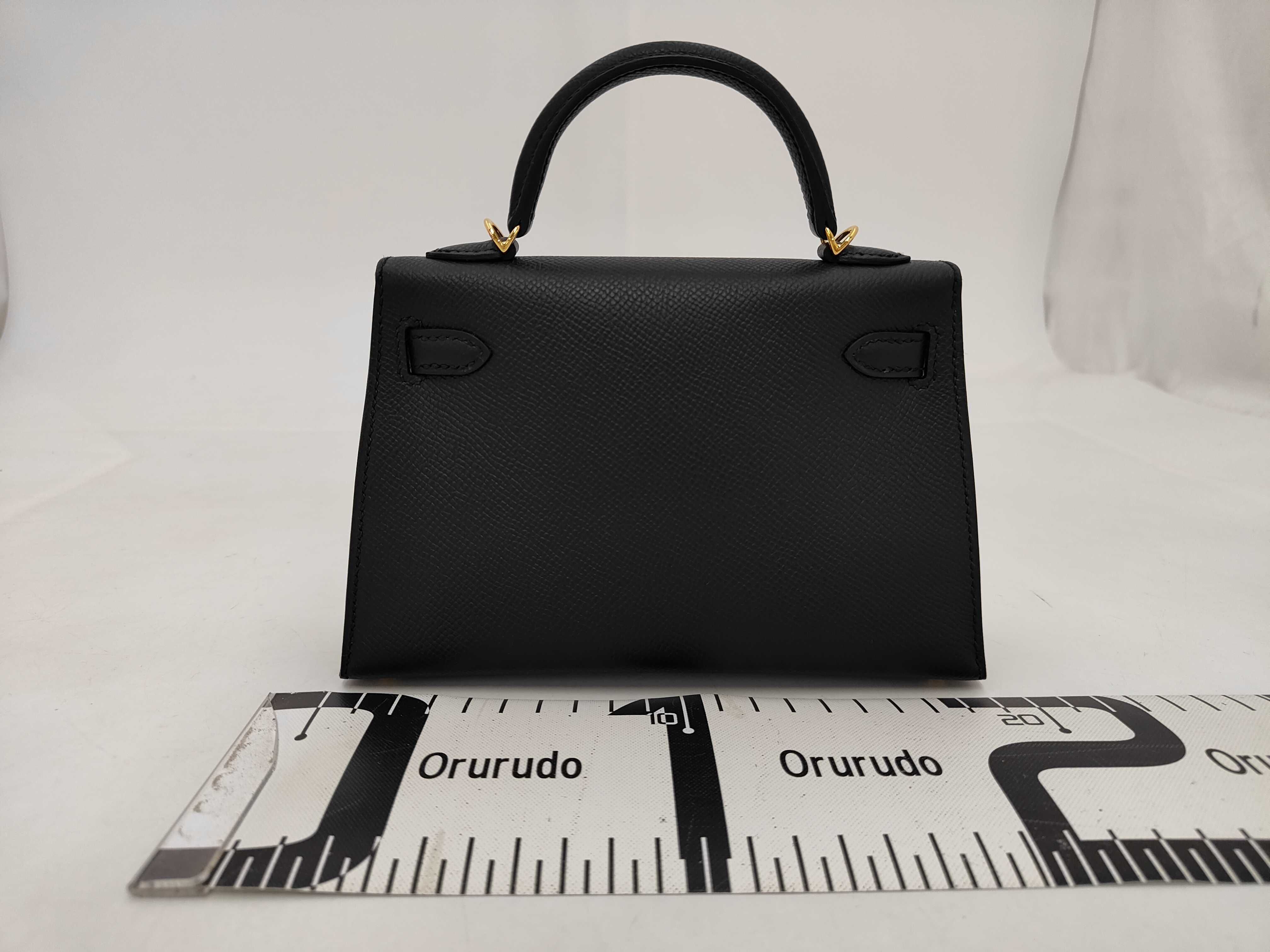 Mini Kelly Deux Black Epsom Leather Handbag with Gold Hardware (W Stamp) — view 2