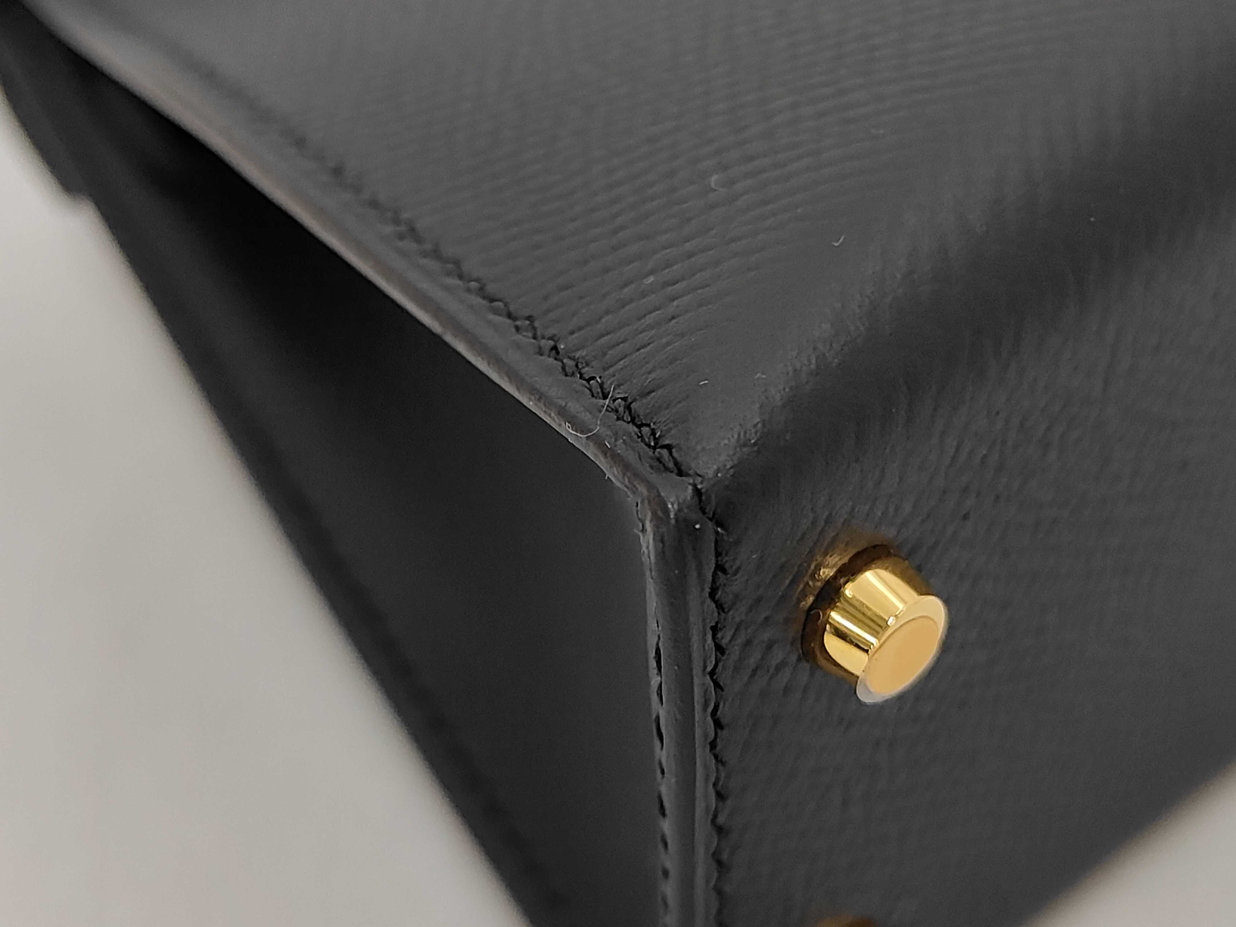 Mini Kelly Deux Black Epsom Leather Handbag with Gold Hardware (W Stamp) — view 3