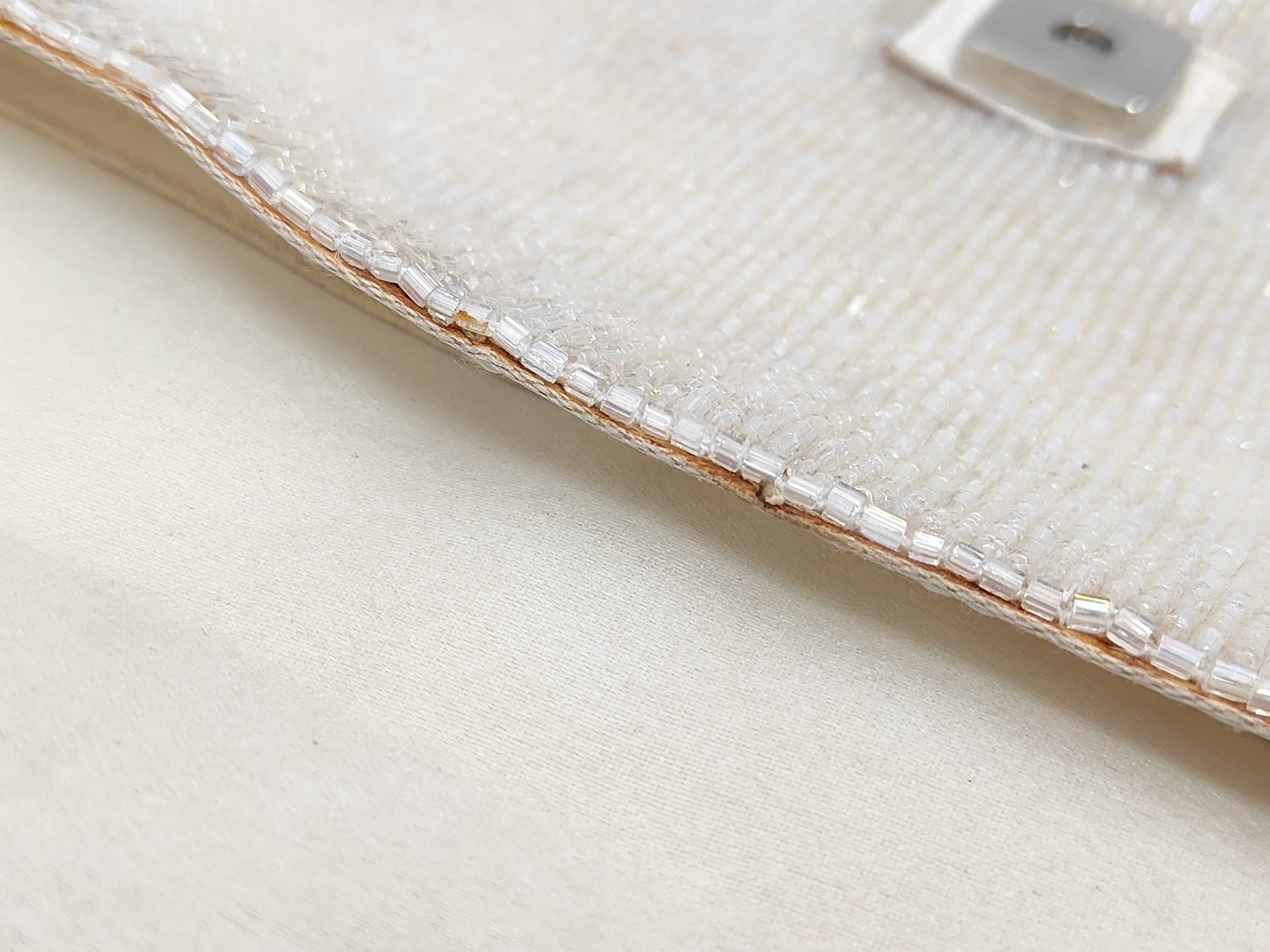 Baguette Beaded One-Shoulder Bag with FF Hardware, Silver Tone — view 11