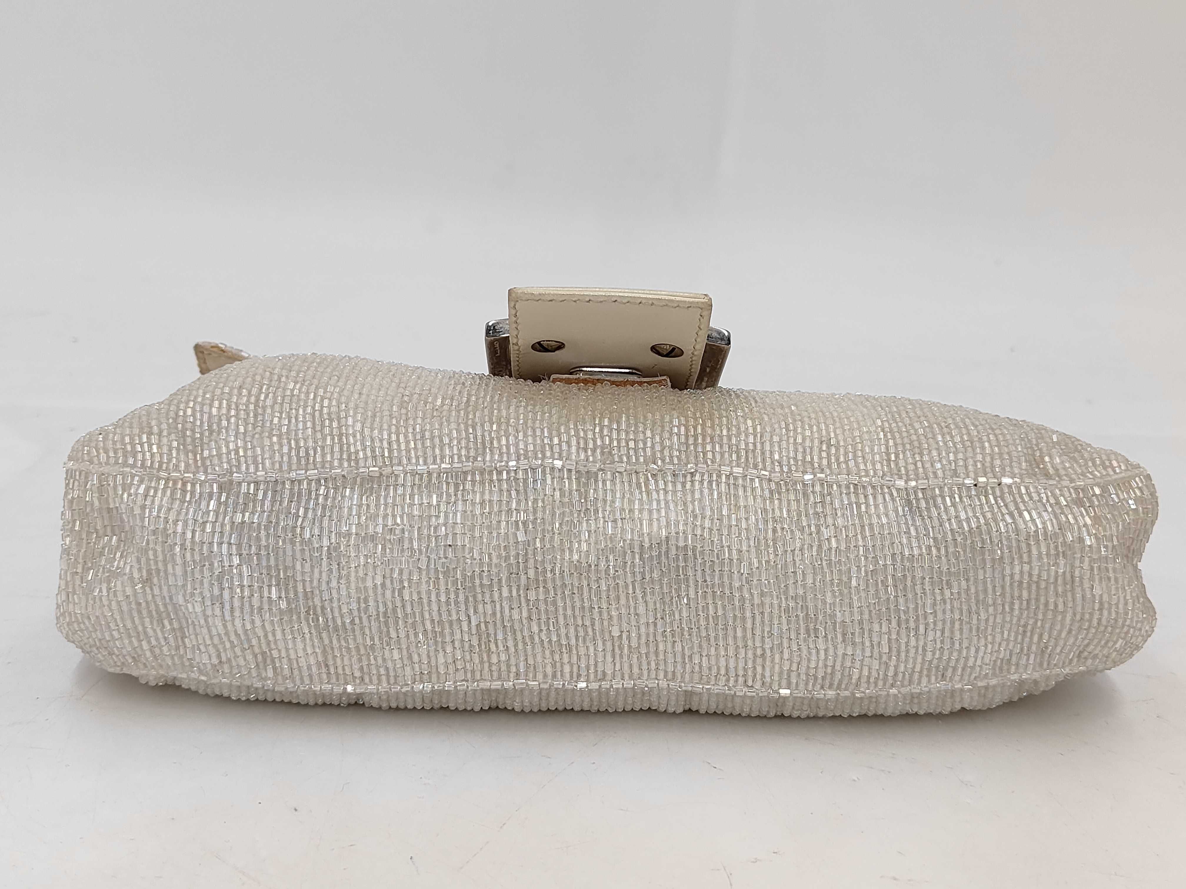 Baguette Beaded One-Shoulder Bag with FF Hardware, Silver Tone — view 4