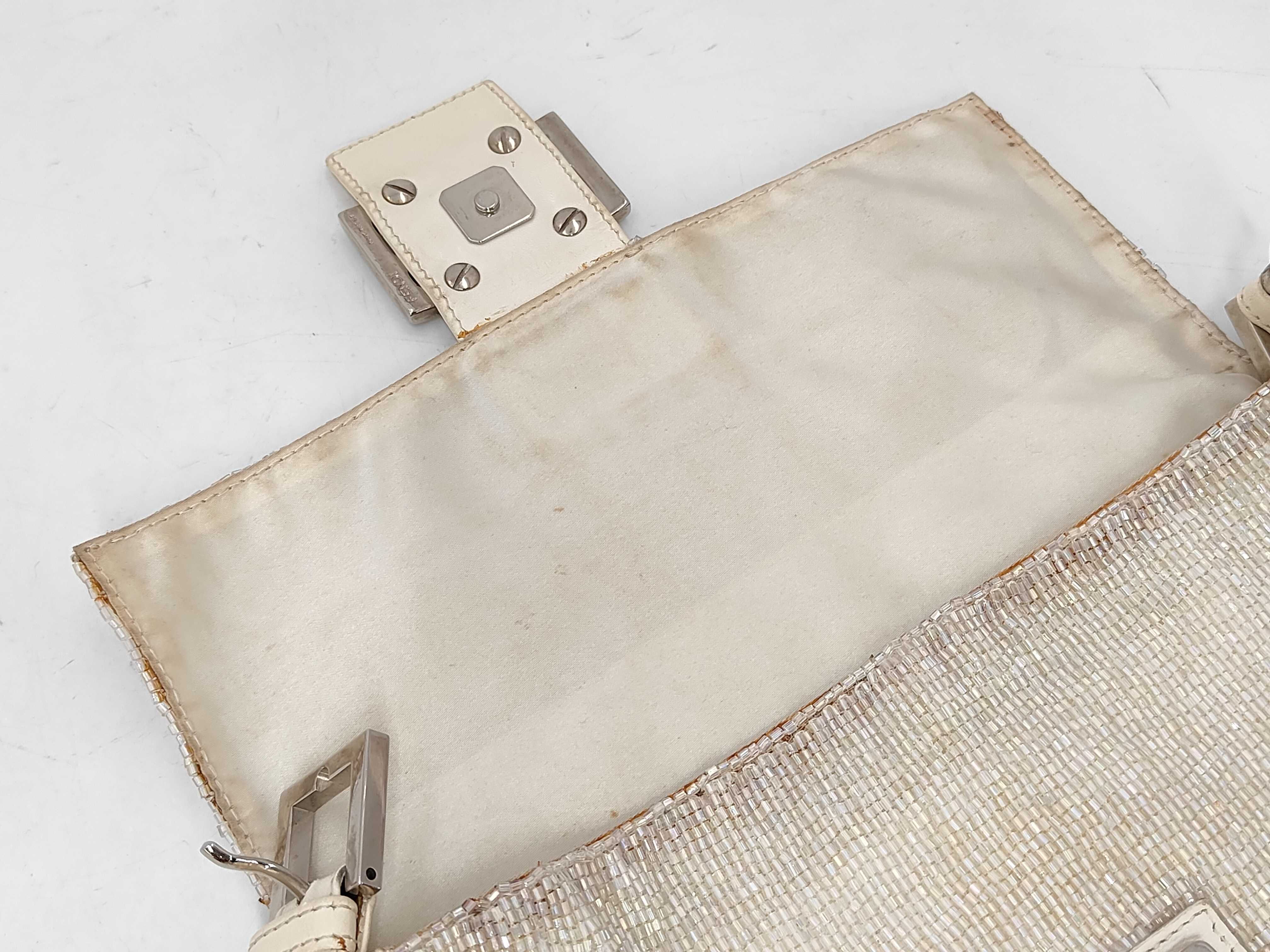 Baguette Beaded One-Shoulder Bag with FF Hardware, Silver Tone — view 10