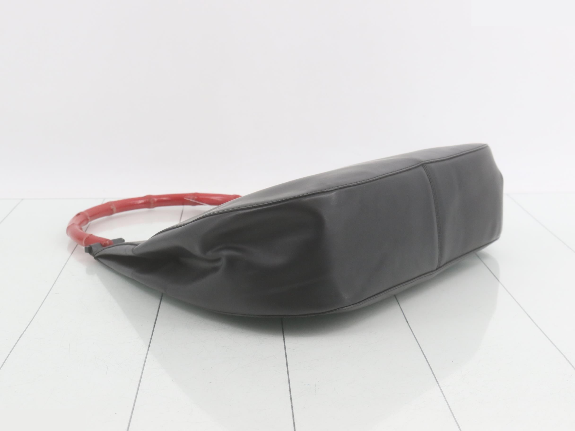 Bamboo Handbag, Leather, Black/Red, 001 3760 — view 5