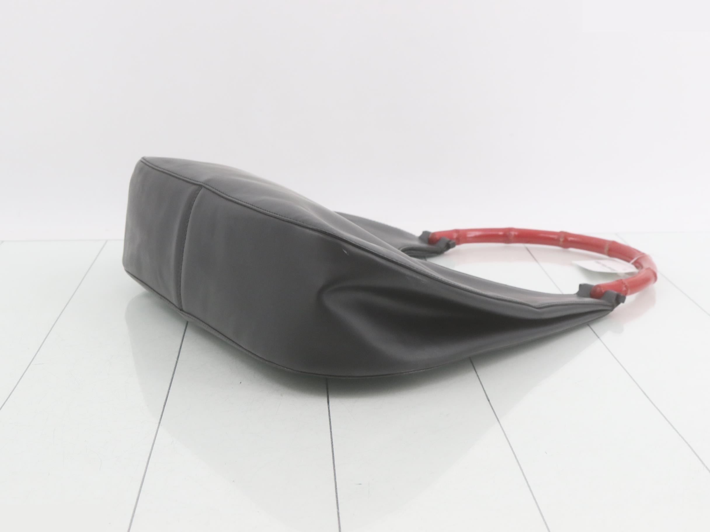 Bamboo Handbag, Leather, Black/Red, 001 3760 — view 6
