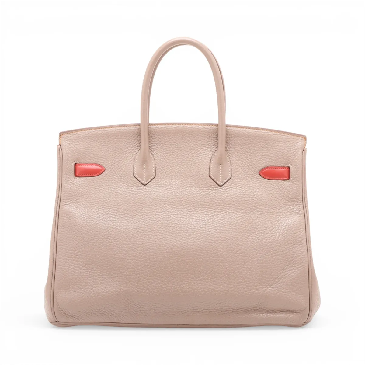 [Individually packaged] Hermes Birkin Casaque 35 Taurillon Clemence x Veau Swift Tourterelle Grey x Sanguine x Moutard Matte Silver Hardware P: 2012 — view 2