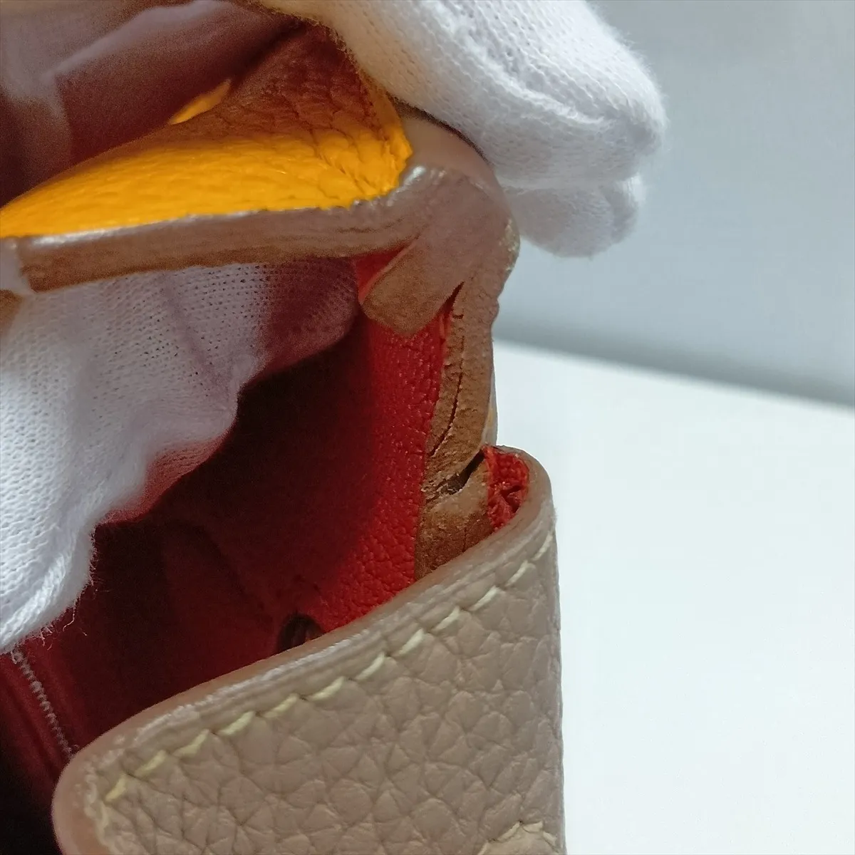 [Individually packaged] Hermes Birkin Casaque 35 Taurillon Clemence x Veau Swift Tourterelle Grey x Sanguine x Moutard Matte Silver Hardware P: 2012 — view 15