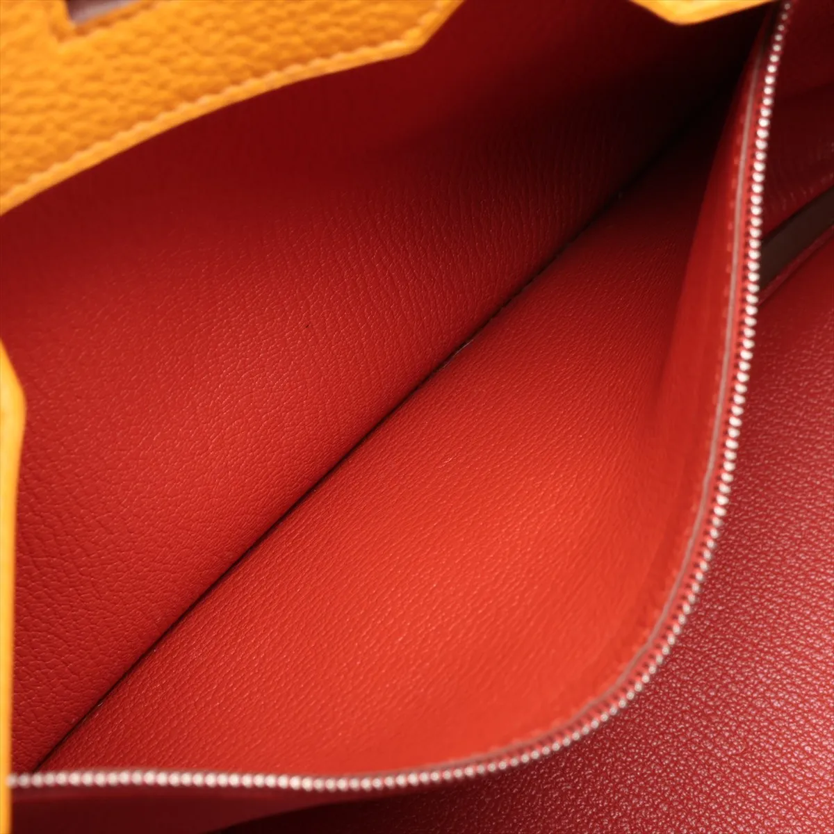 [Individually packaged] Hermes Birkin Casaque 35 Taurillon Clemence x Veau Swift Tourterelle Grey x Sanguine x Moutard Matte Silver Hardware P: 2012 — view 8