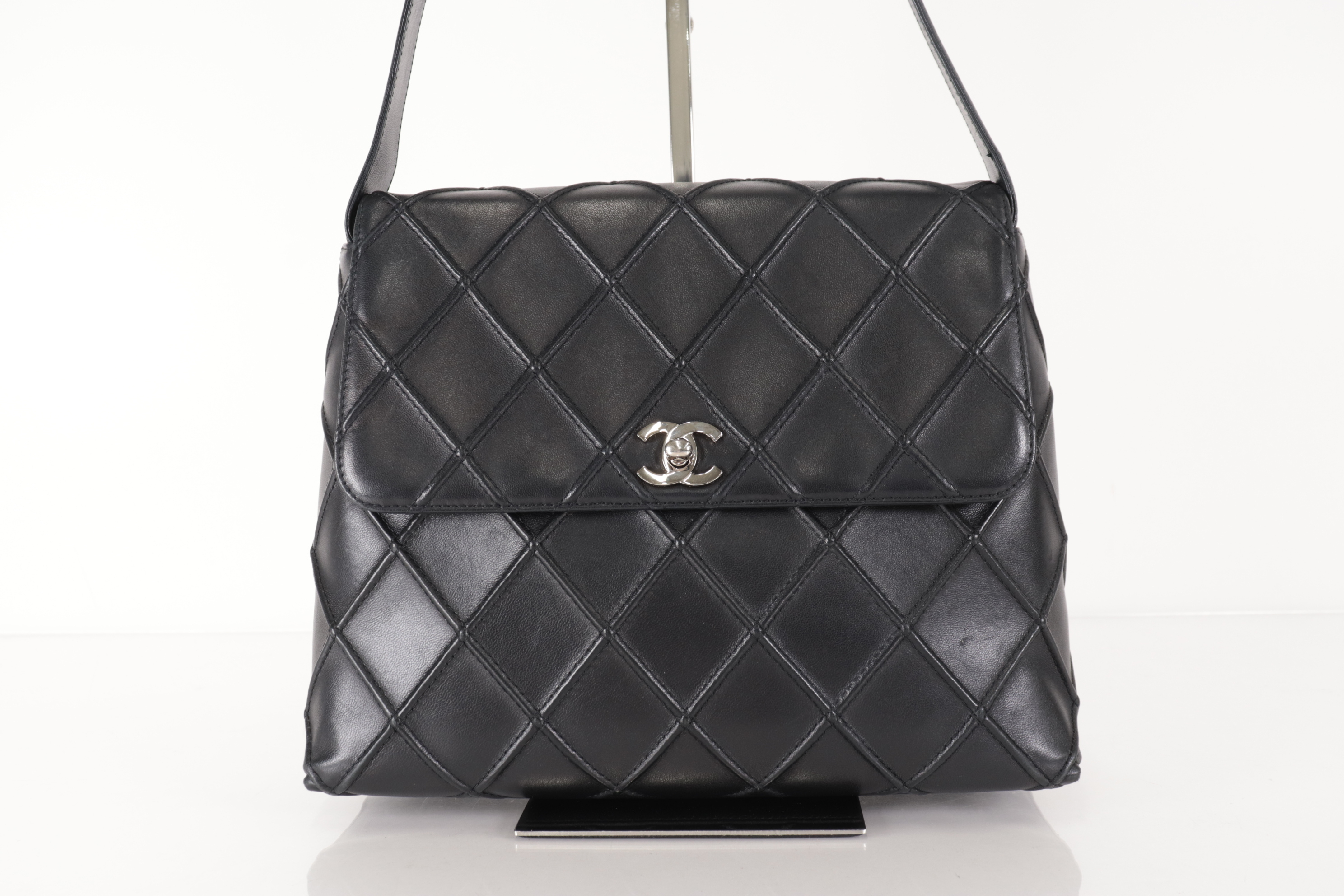 Turnlock Lambskin One-Shoulder Bag with Silver Hardware (Serial Number 6) — view 2