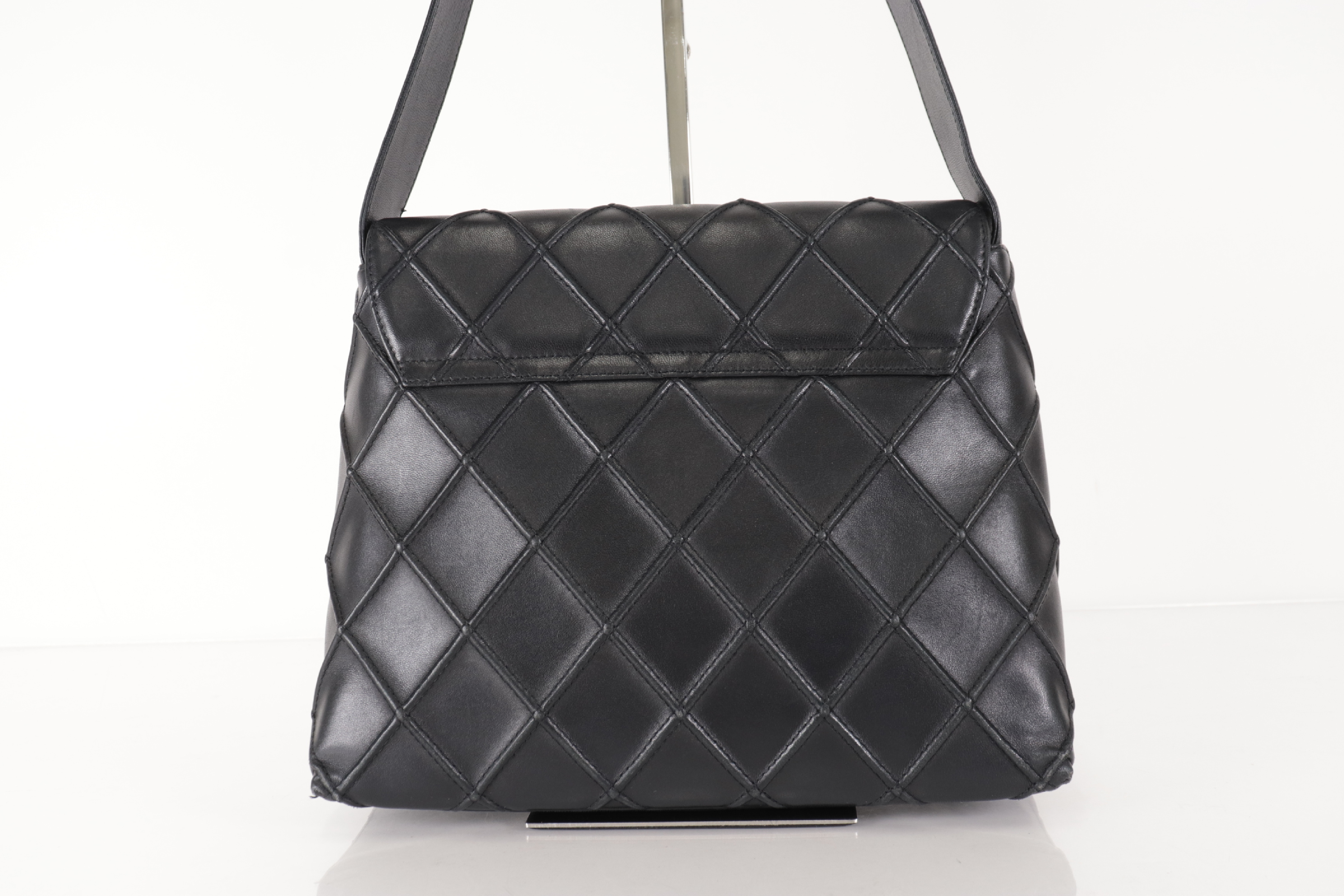 Turnlock Lambskin One-Shoulder Bag with Silver Hardware (Serial Number 6) — view 3