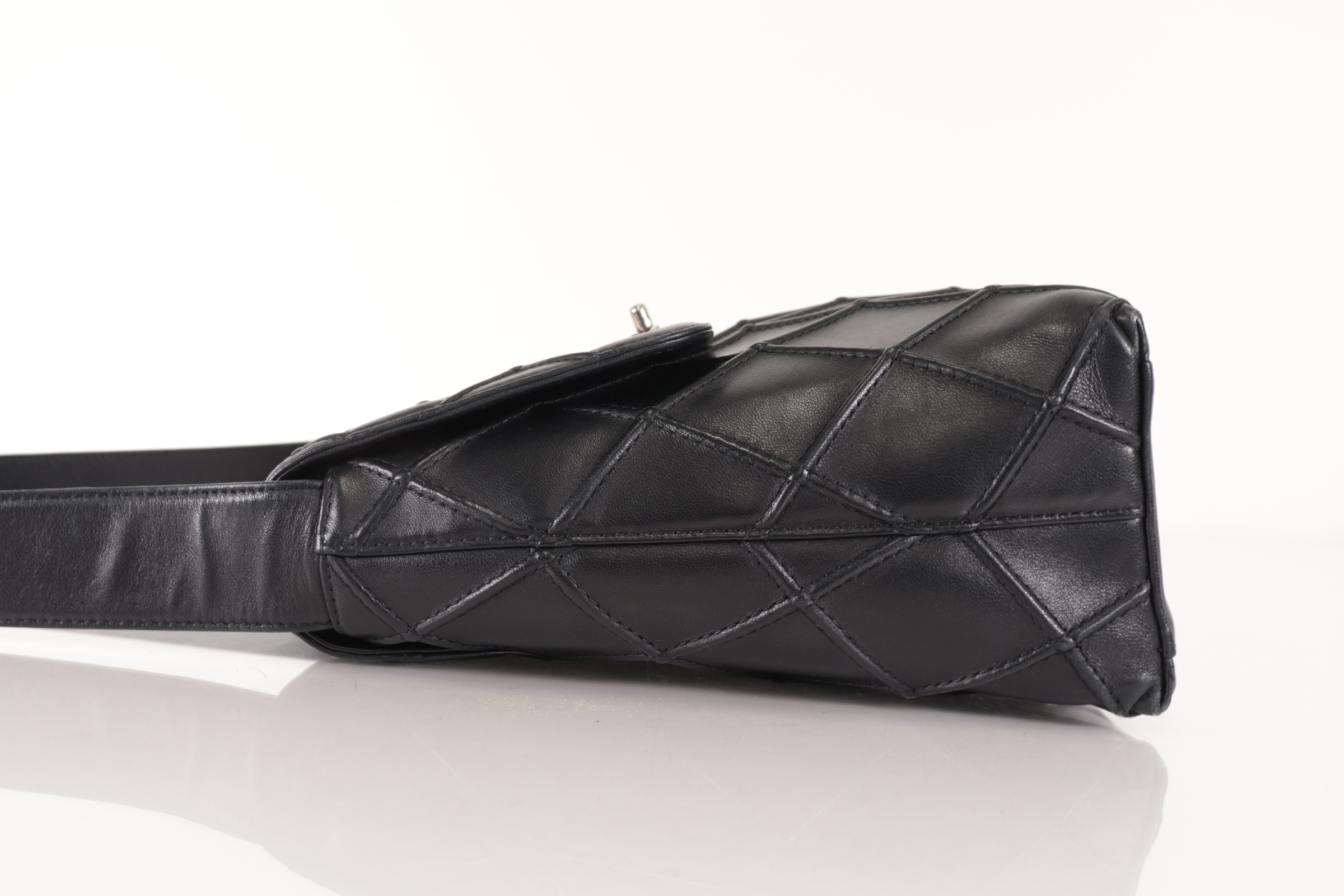 Turnlock Lambskin One-Shoulder Bag with Silver Hardware (Serial Number 6) — view 4