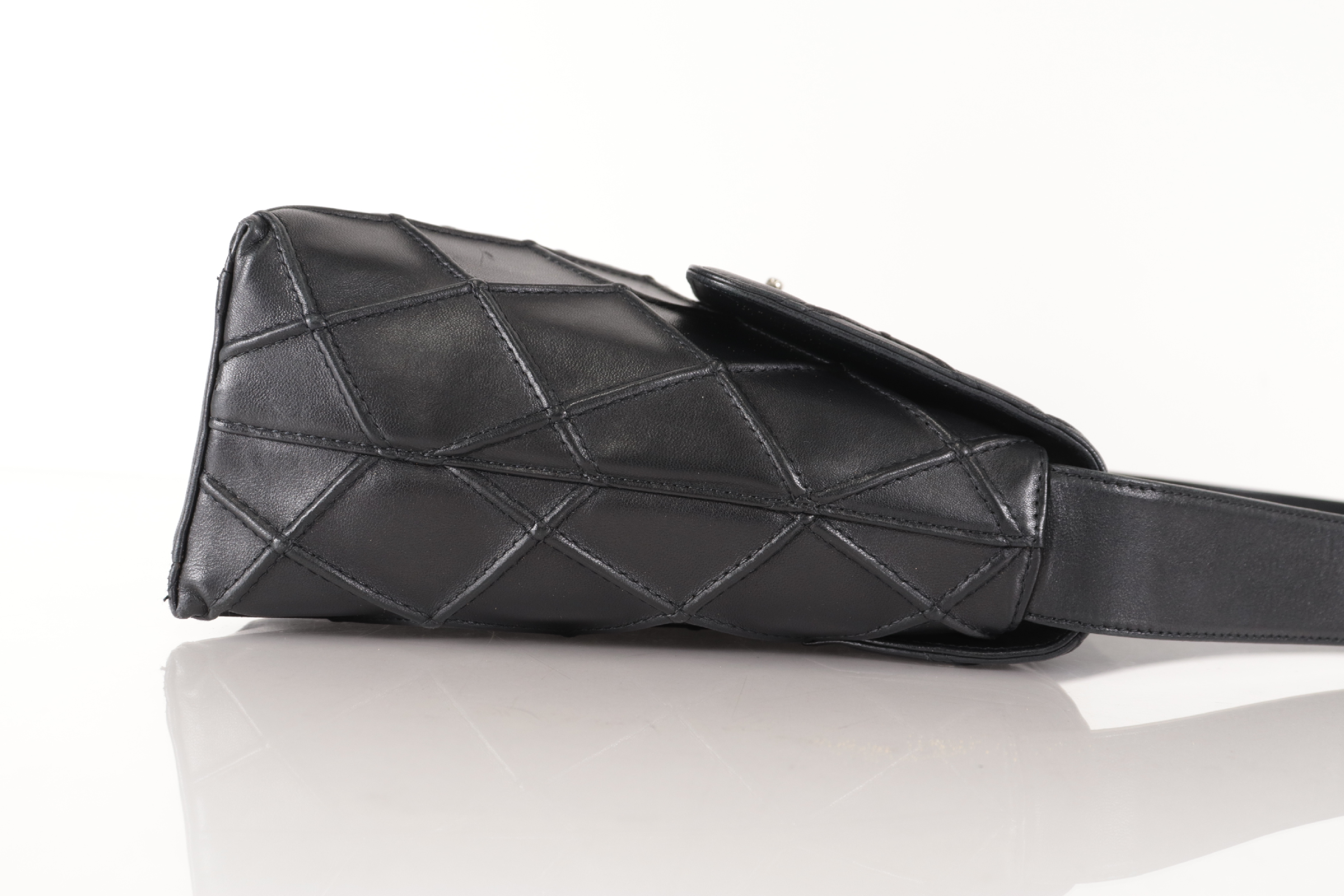 Turnlock Lambskin One-Shoulder Bag with Silver Hardware (Serial Number 6) — view 5