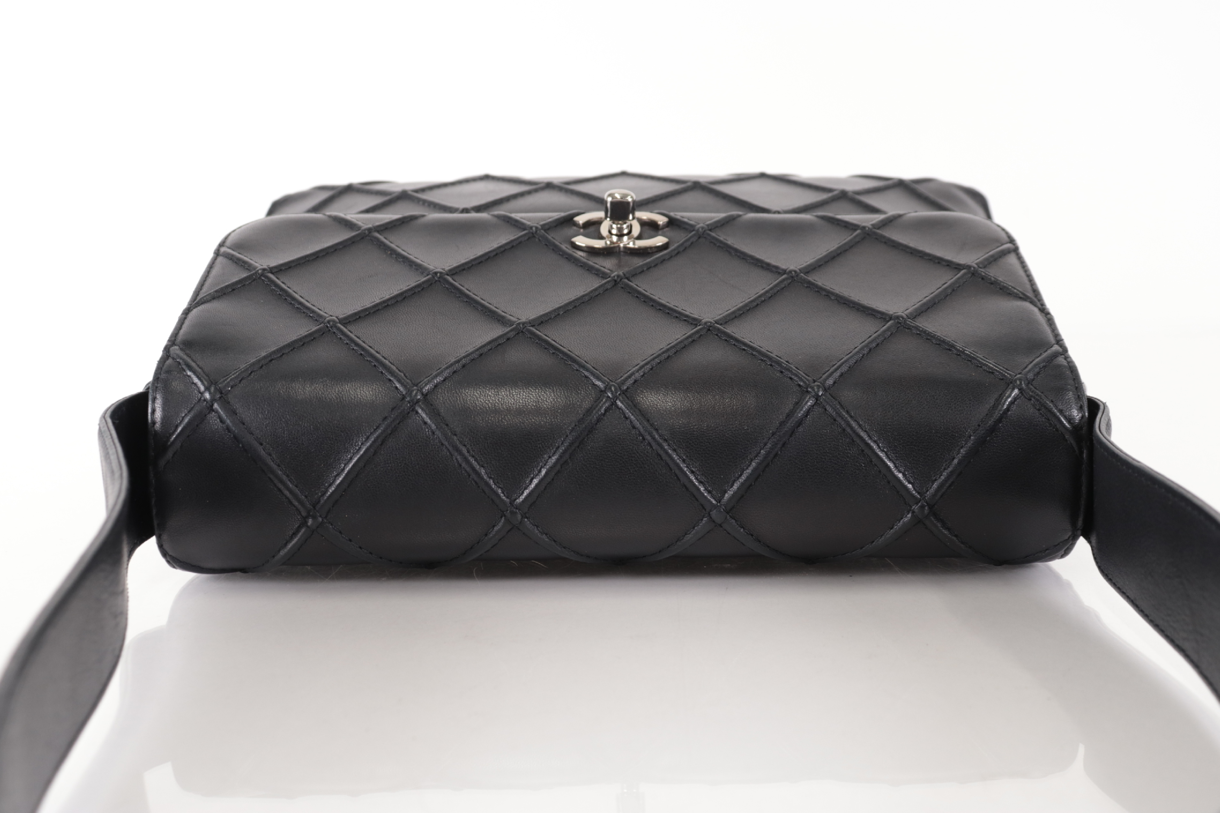 Turnlock Lambskin One-Shoulder Bag with Silver Hardware (Serial Number 6) — view 6