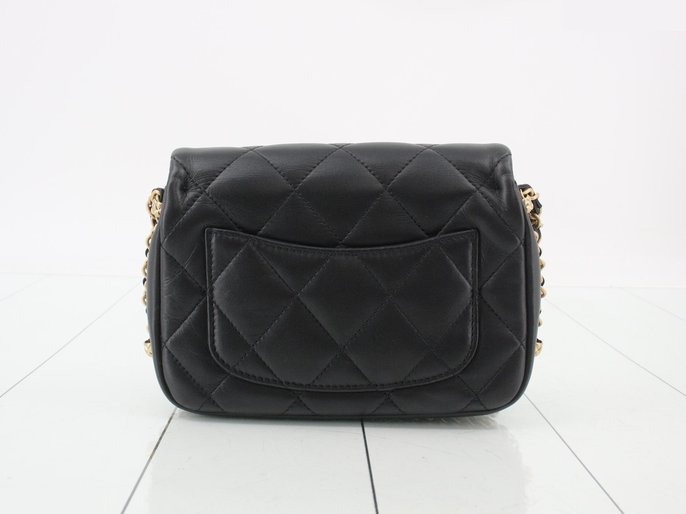 Leather Coco Mark Chain Shoulder Bag, Black — view 2