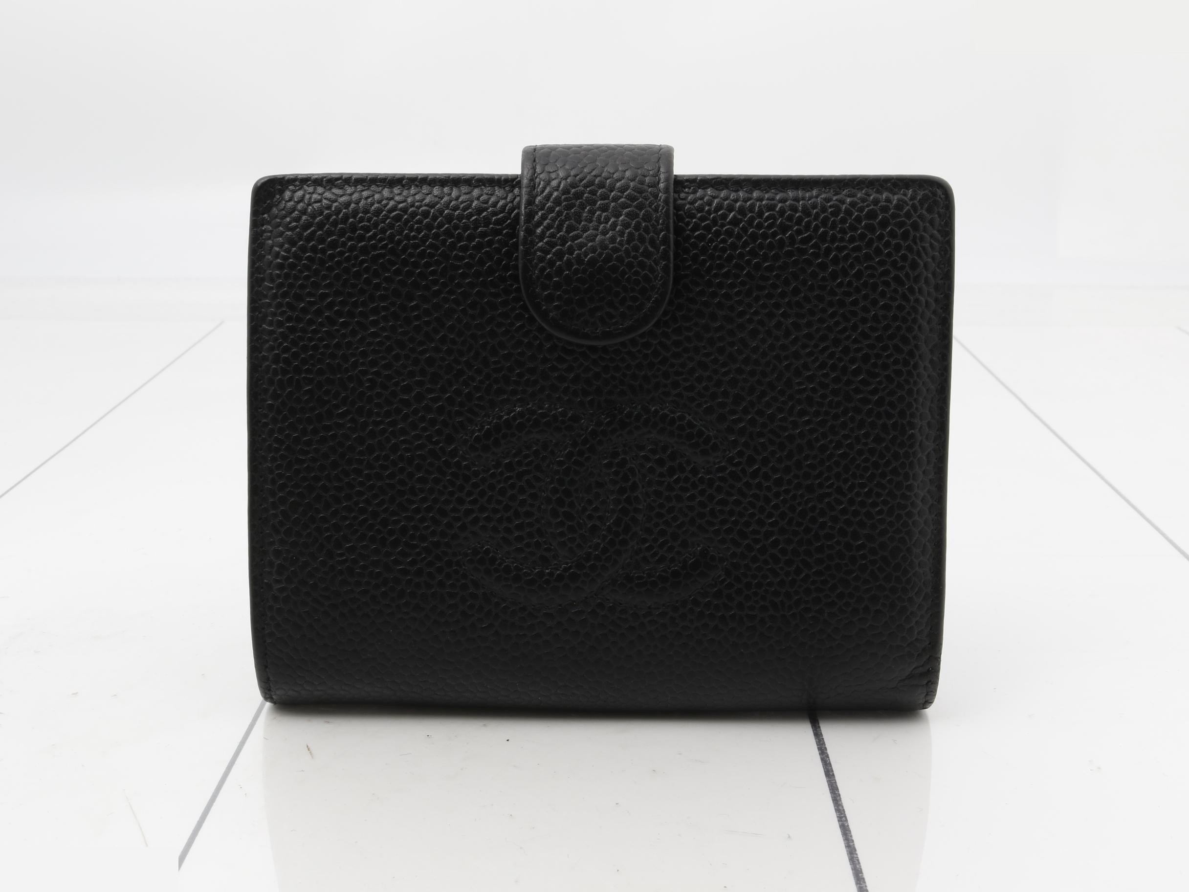 Coco Mark Bi-fold Wallet, Caviar Leather, Black, Series 6