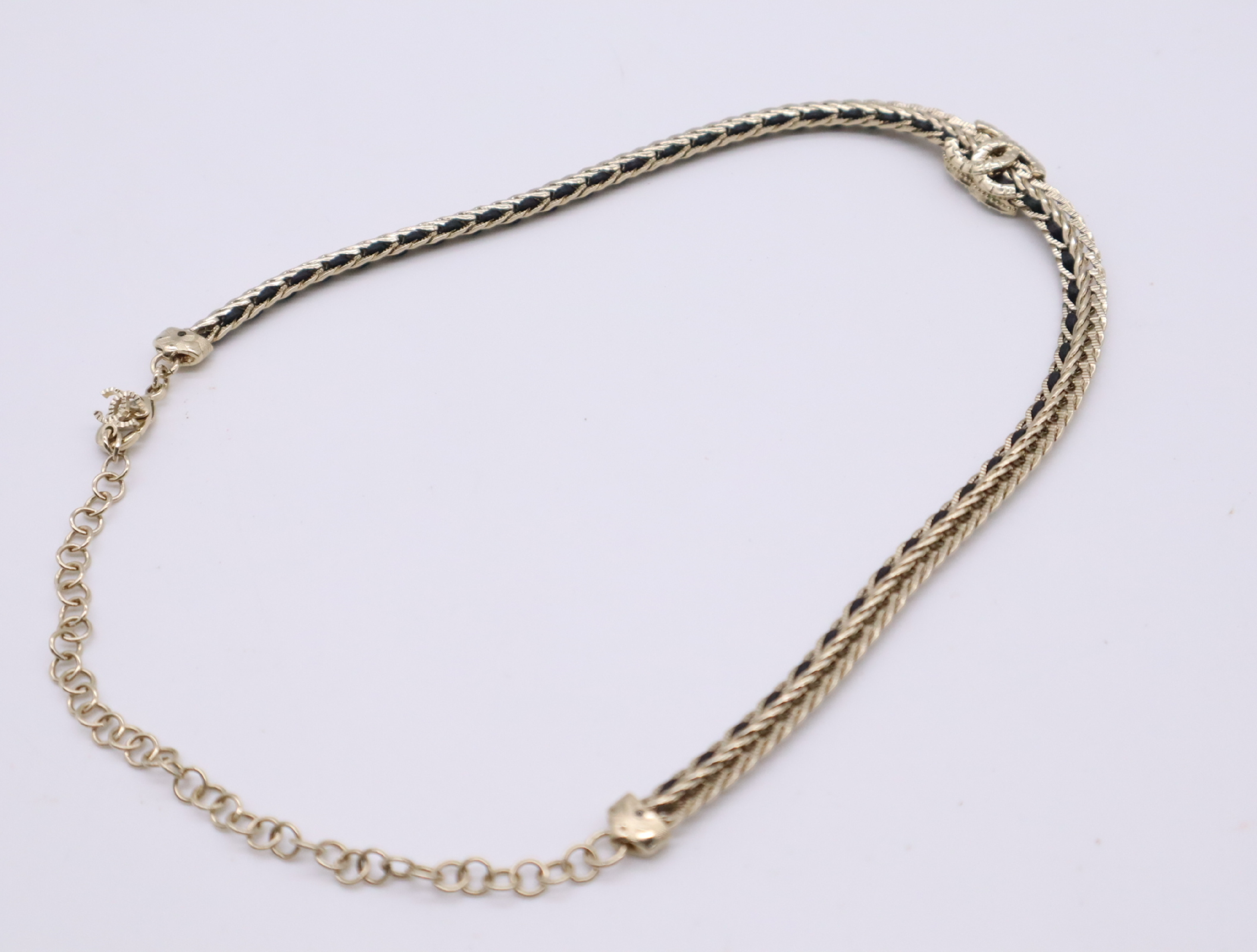 GP/Leather/Strass Coco Mark Rhinestone Chain Choker B22S Necklace — view 2