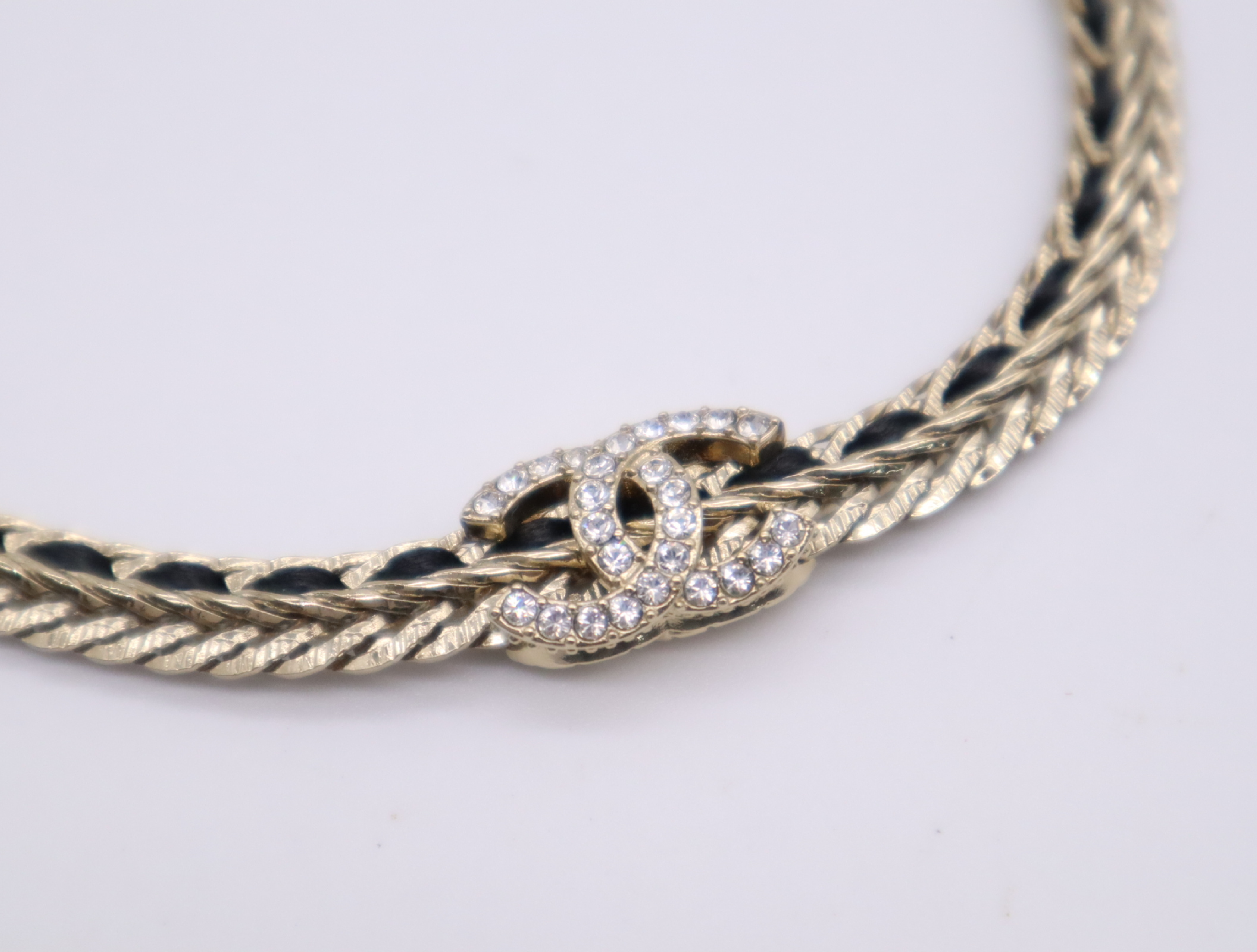 GP/Leather/Strass Coco Mark Rhinestone Chain Choker B22S Necklace — view 3