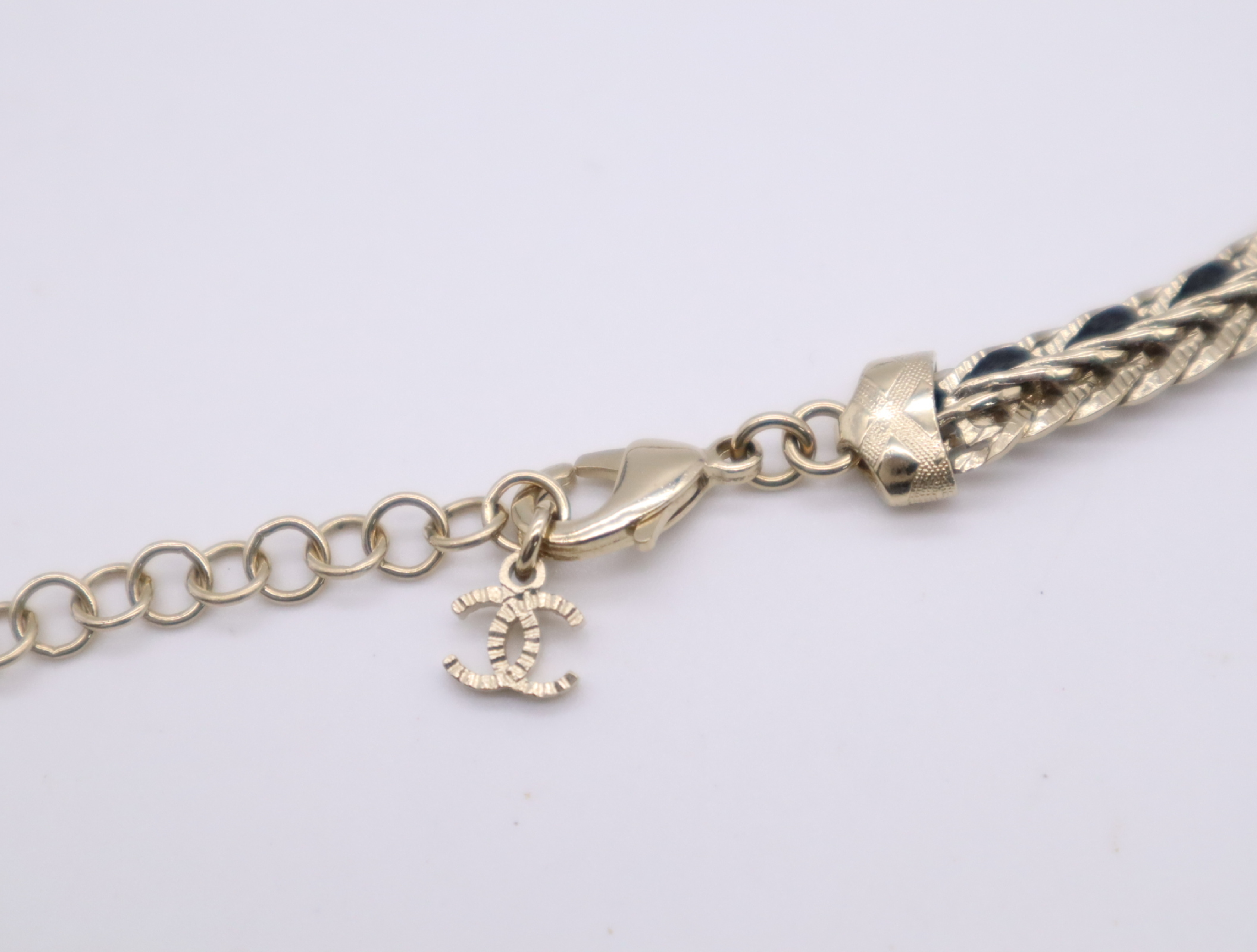 GP/Leather/Strass Coco Mark Rhinestone Chain Choker B22S Necklace — view 4