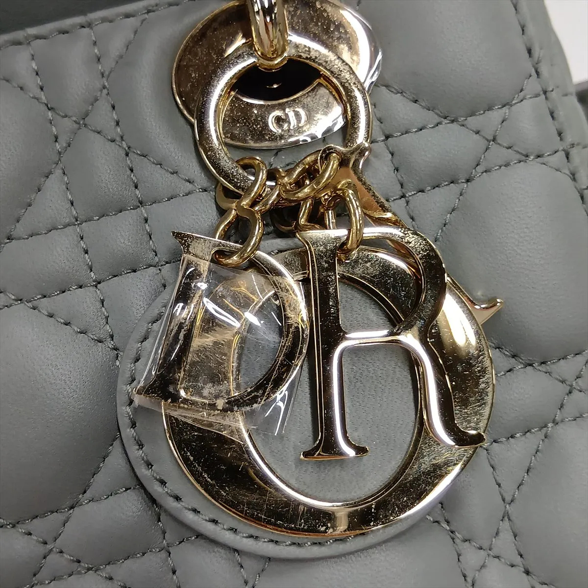 Cannage My Lady Dior Leather 2-Way Handbag, Gray — view 11