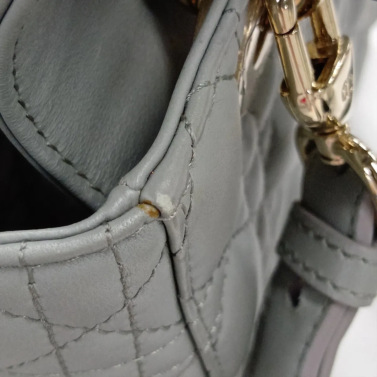 Cannage My Lady Dior Leather 2-Way Handbag, Gray — view 13