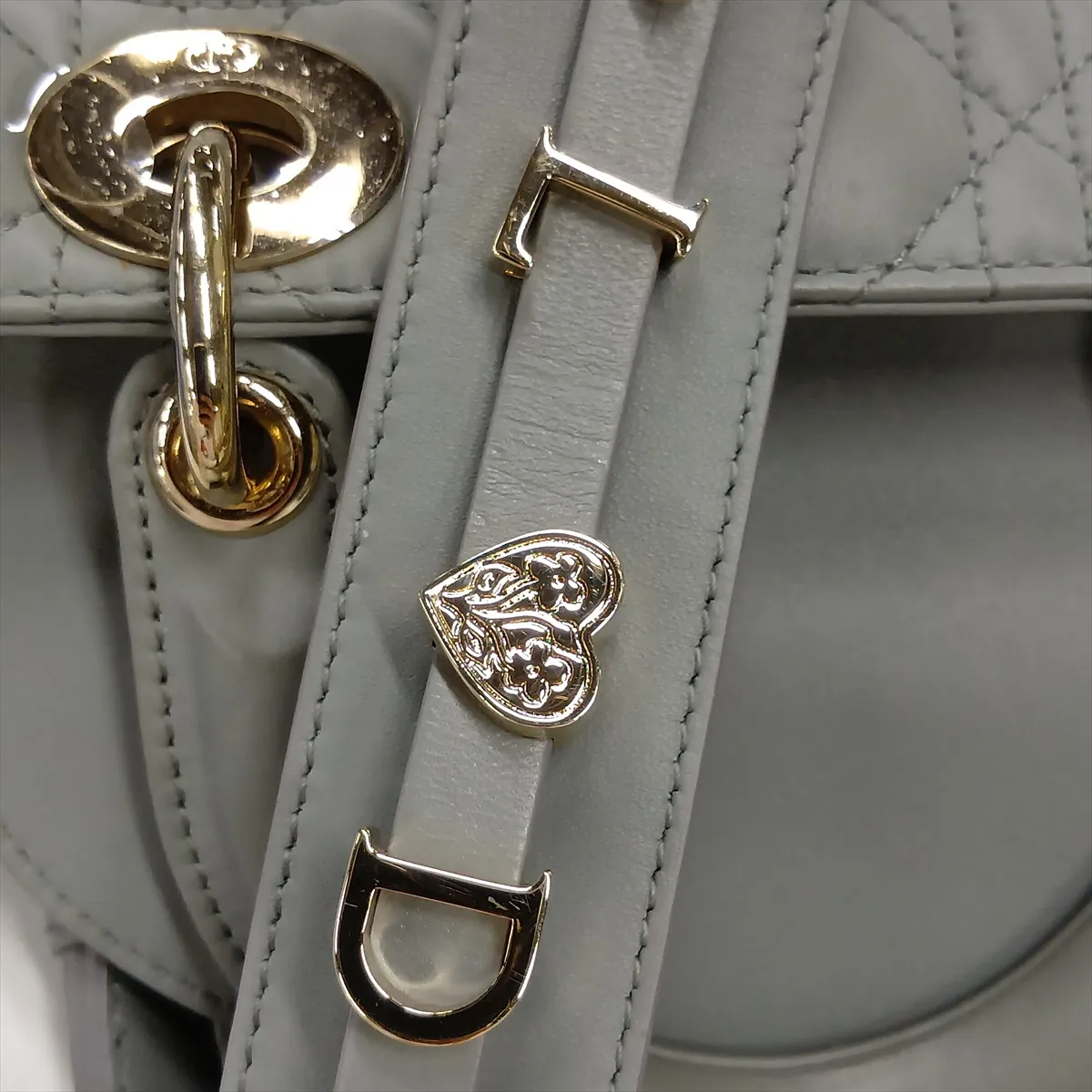 Cannage My Lady Dior Leather 2-Way Handbag, Gray — view 14