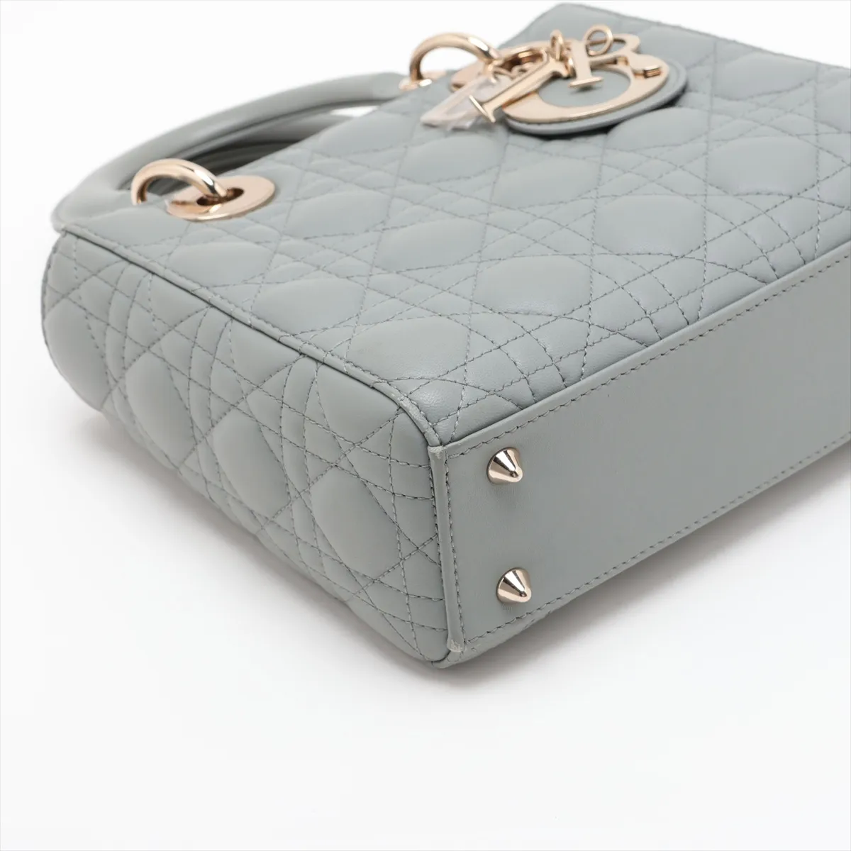 Cannage My Lady Dior Leather 2-Way Handbag, Gray — view 4