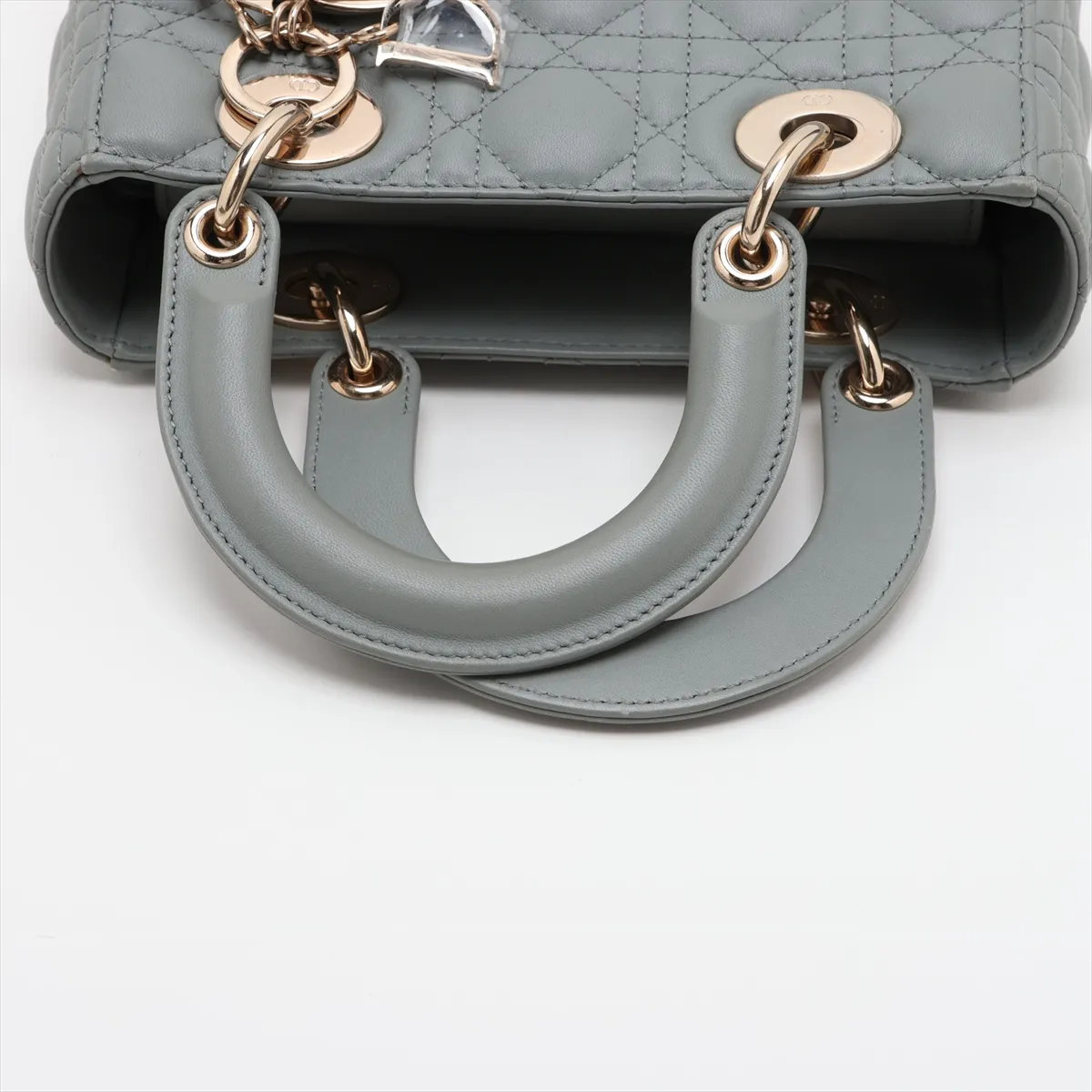 Cannage My Lady Dior Leather 2-Way Handbag, Gray — view 5
