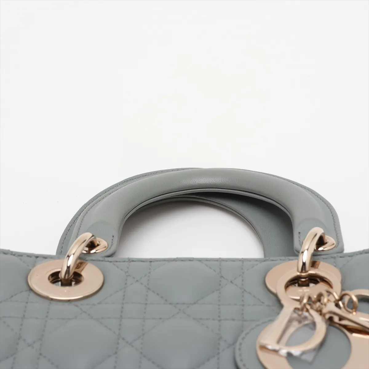Cannage My Lady Dior Leather 2-Way Handbag, Gray — view 6