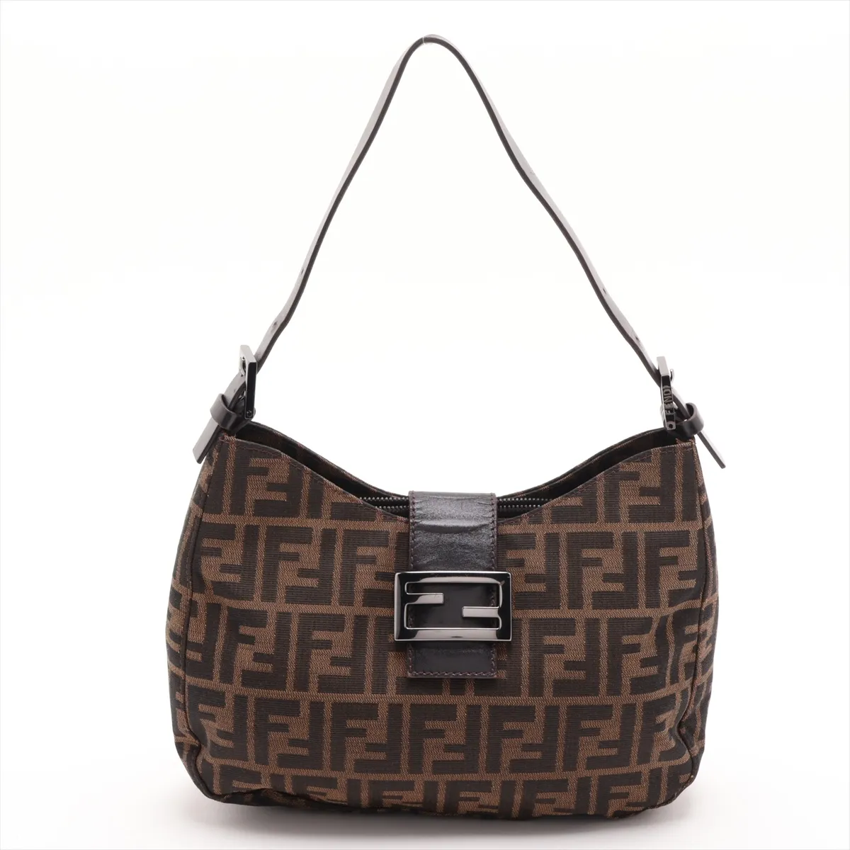 Zucca Canvas x Leather Shoulder Bag, Brown