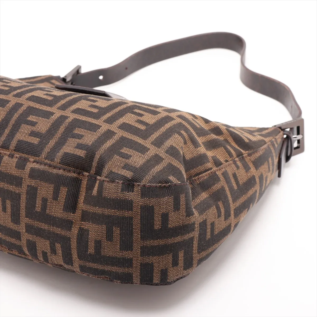 Zucca Canvas x Leather Shoulder Bag, Brown — view 3
