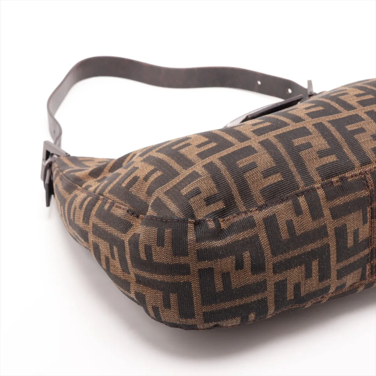 Zucca Canvas x Leather Shoulder Bag, Brown — view 4