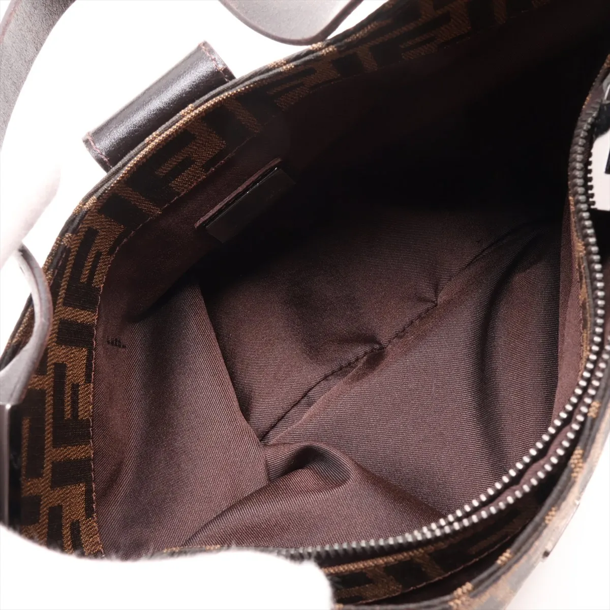 Zucca Canvas x Leather Shoulder Bag, Brown — view 9