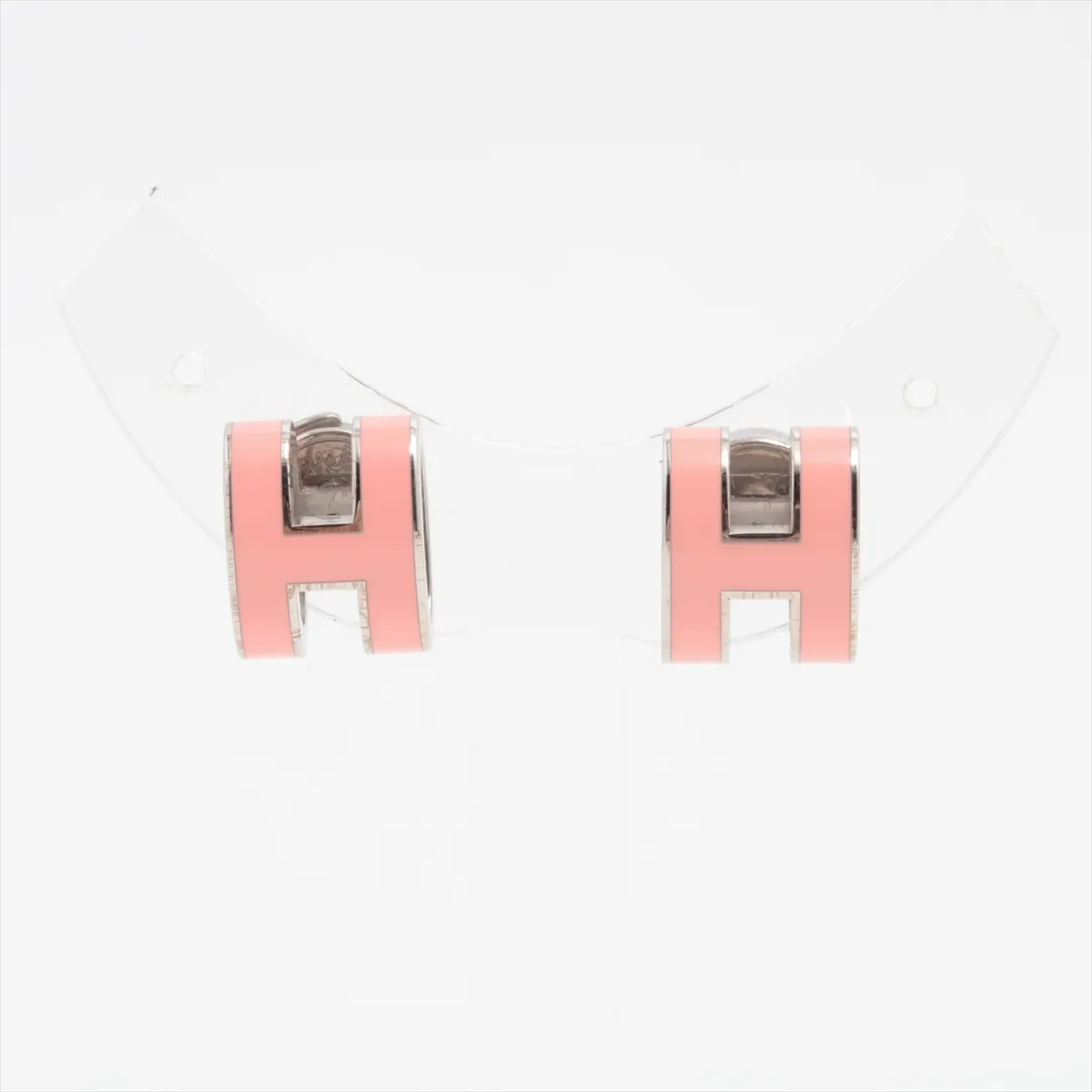 Pop H earrings (for both ears) GP pink x silver — view 2