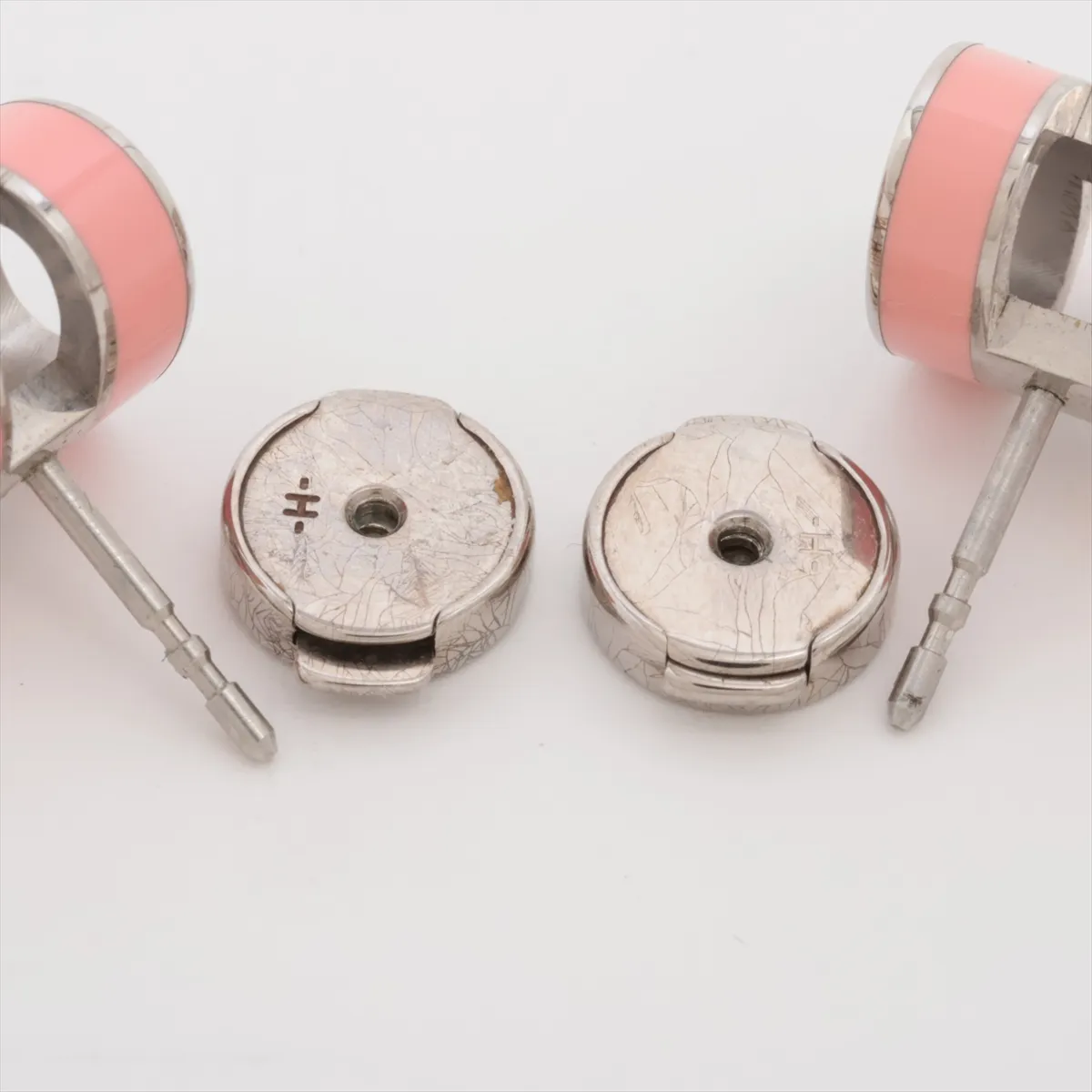 Pop H earrings (for both ears) GP pink x silver — view 4