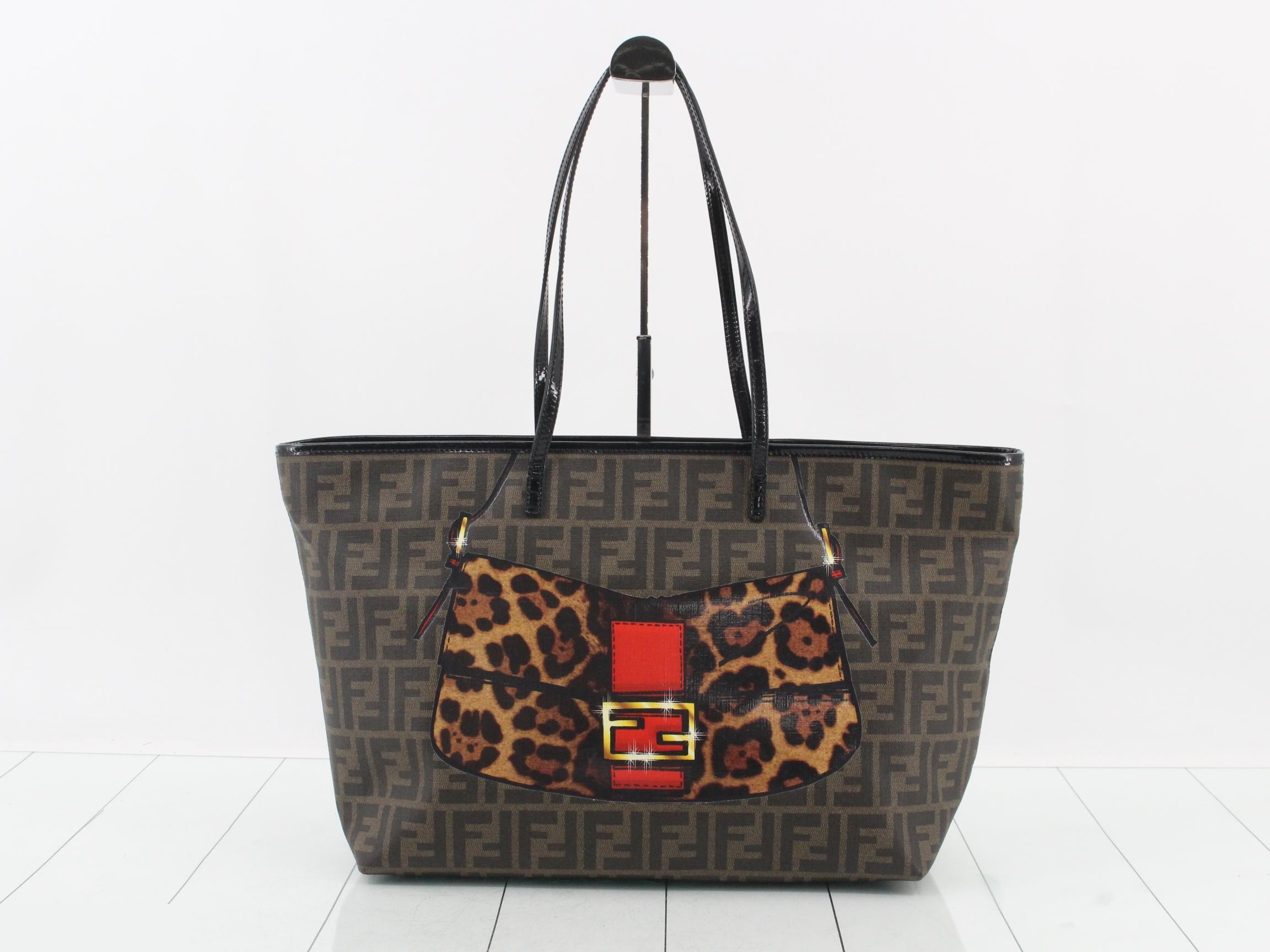 PVC Zucca tote bag, leopard print, brown