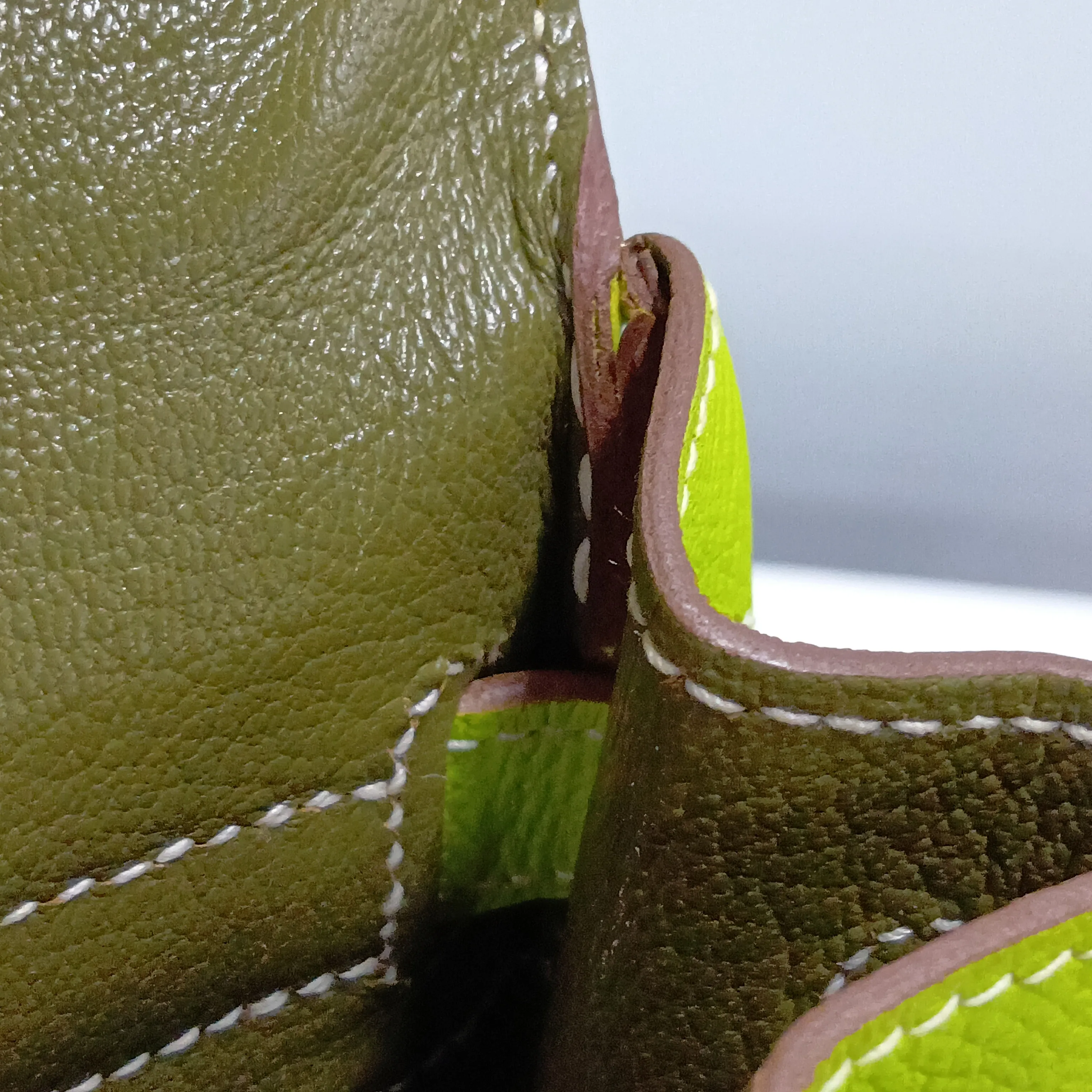 [Individually packaged] Hermes Kelly 32 Retournée Verso Veau Epsom Kiwi x Canopy Silver Hardware O: 2011 — view 15