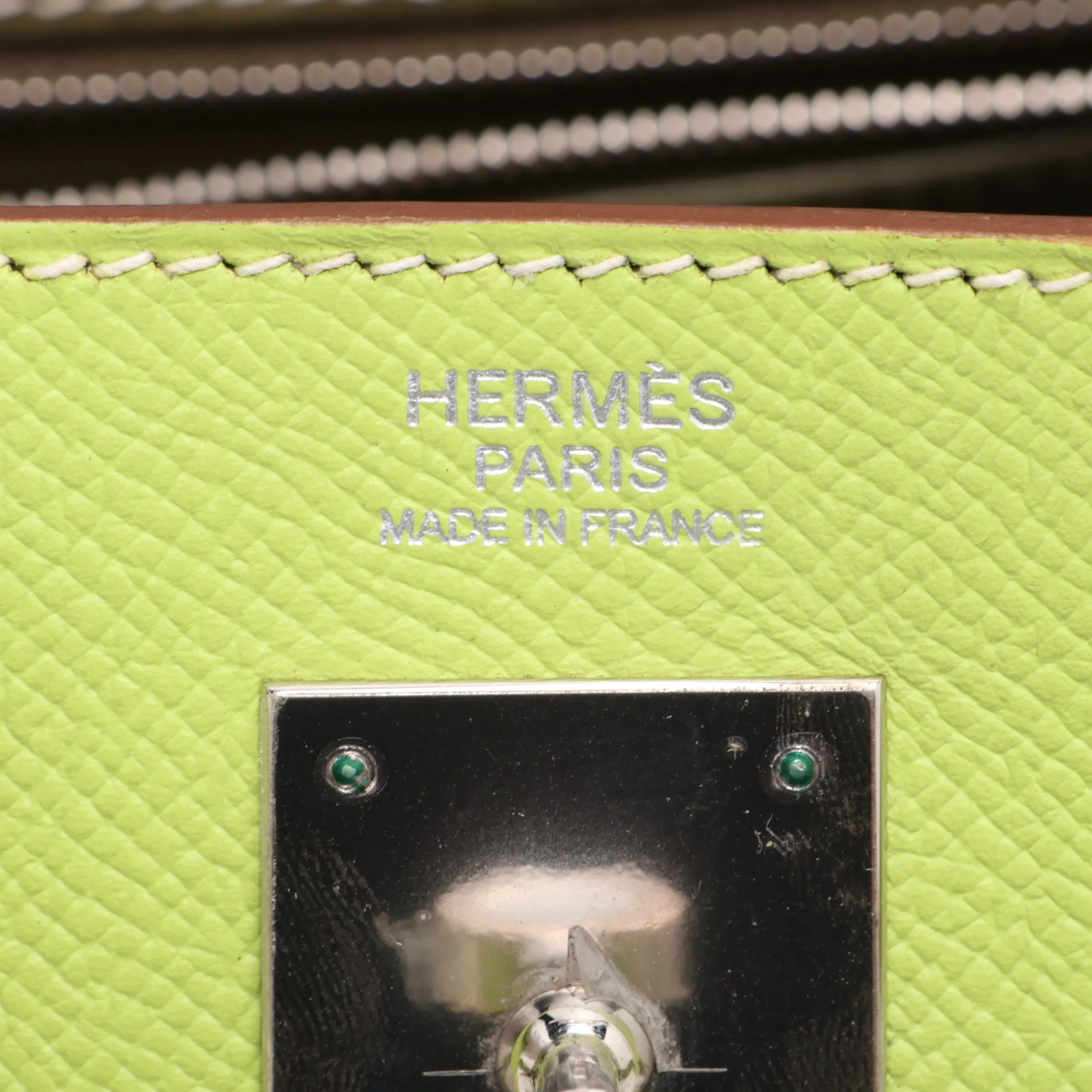 [Individually packaged] Hermes Kelly 32 Retournée Verso Veau Epsom Kiwi x Canopy Silver Hardware O: 2011 — view 10