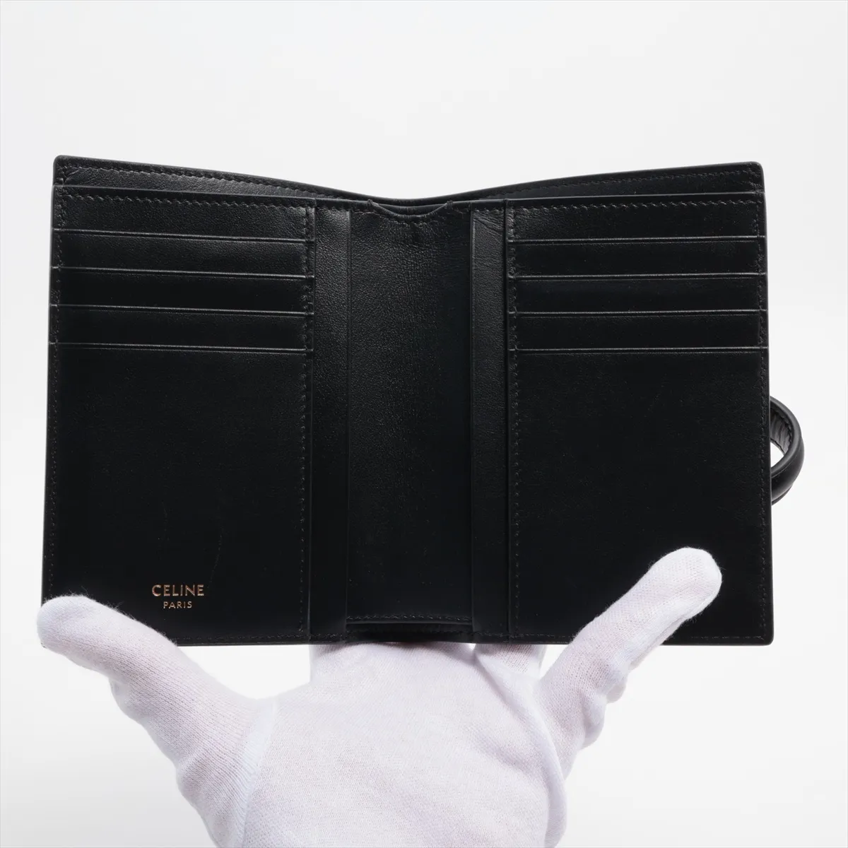 16saise leather compact wallet black — view 3