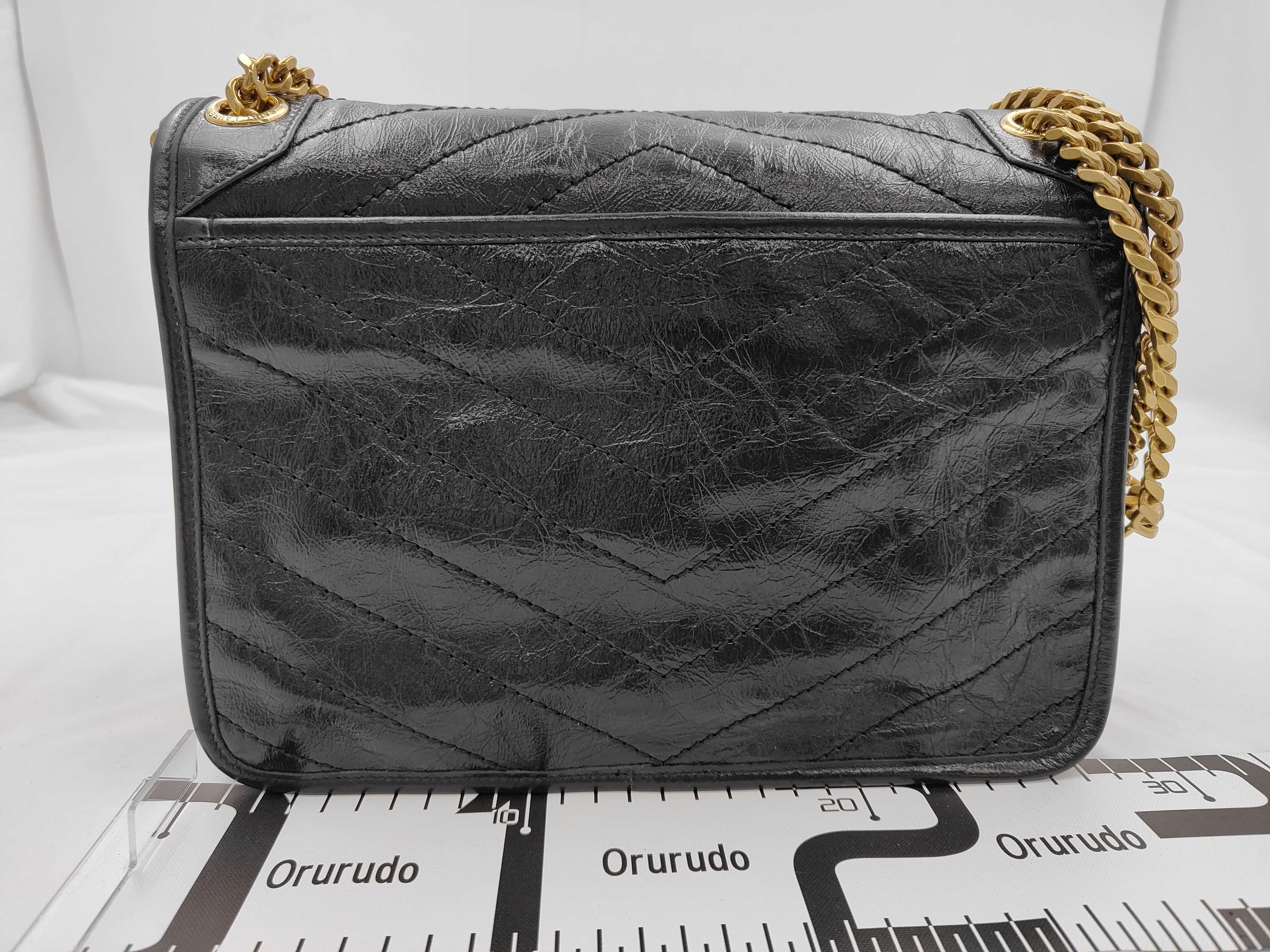 Niki Medium Leather Chain Shoulder Bag, Black, 633158 (Bag) — view 2