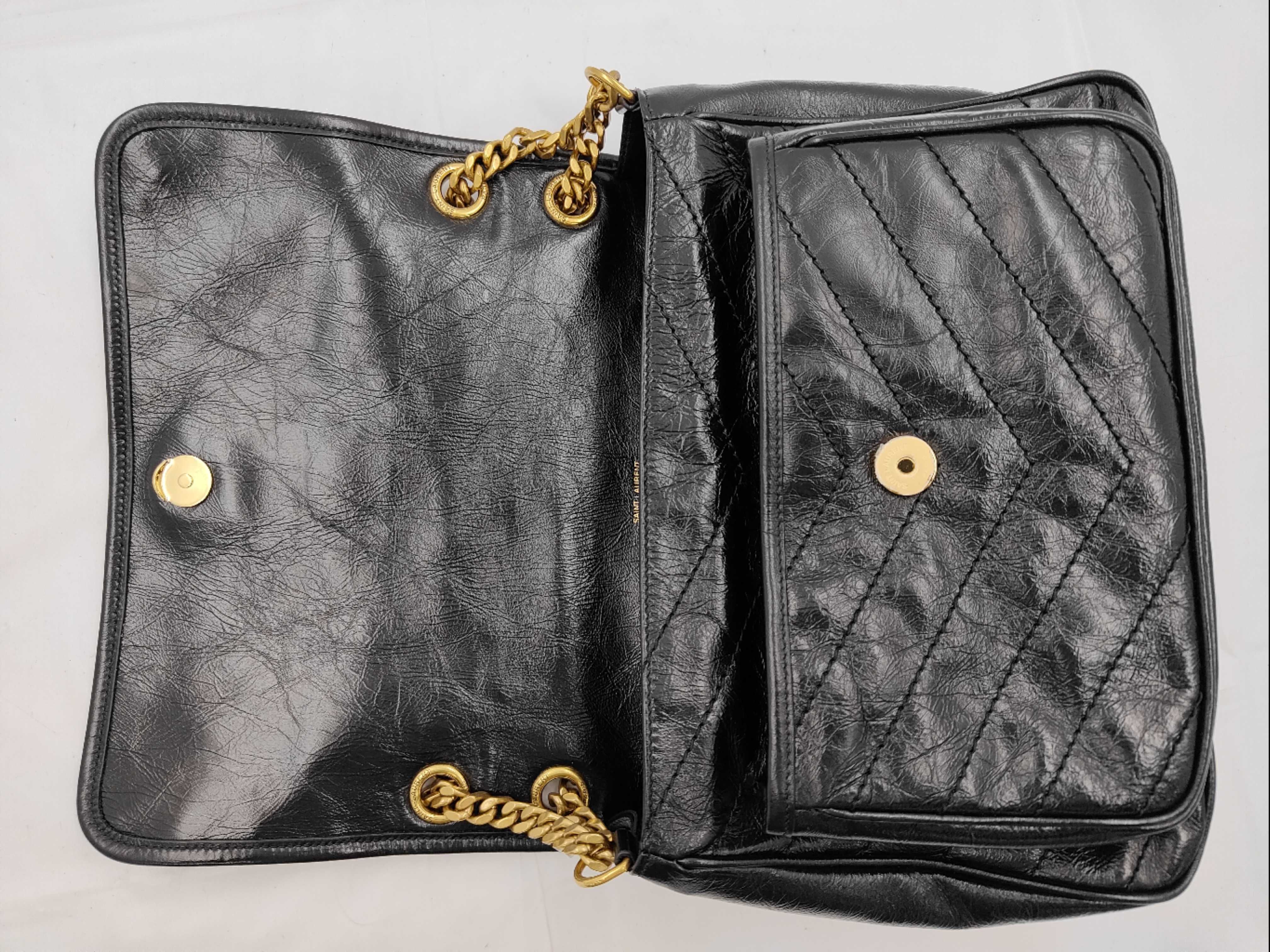 Niki Medium Leather Chain Shoulder Bag, Black, 633158 (Bag) — view 8