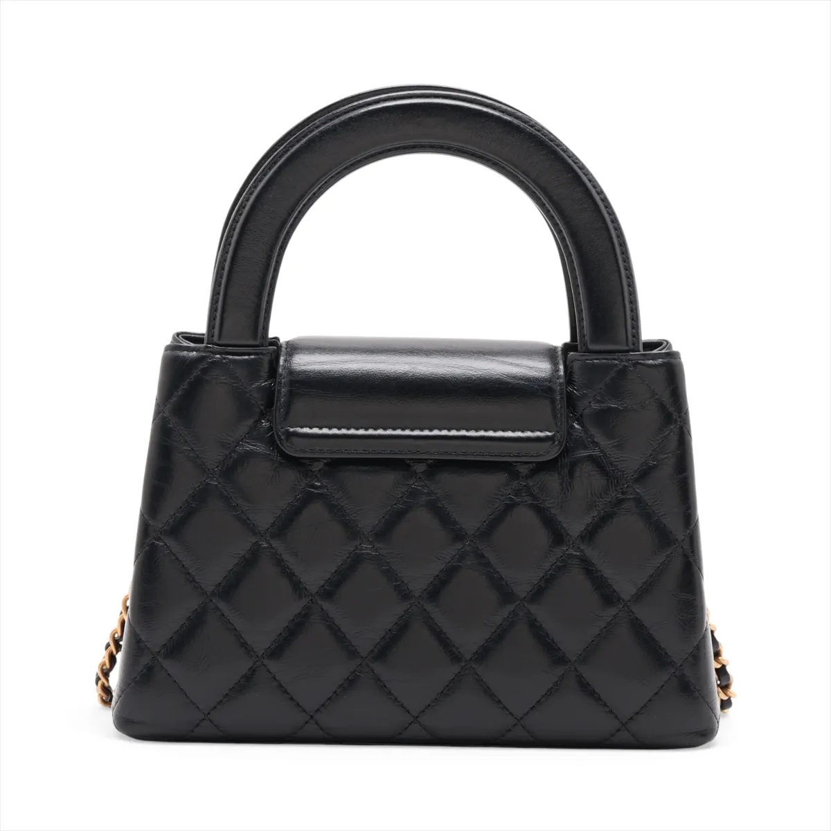 Matelassé Leather 2-Way Shoulder Bag, Black with Gold Hardware, U744NC02, Random Plate, AS4416 — view 2