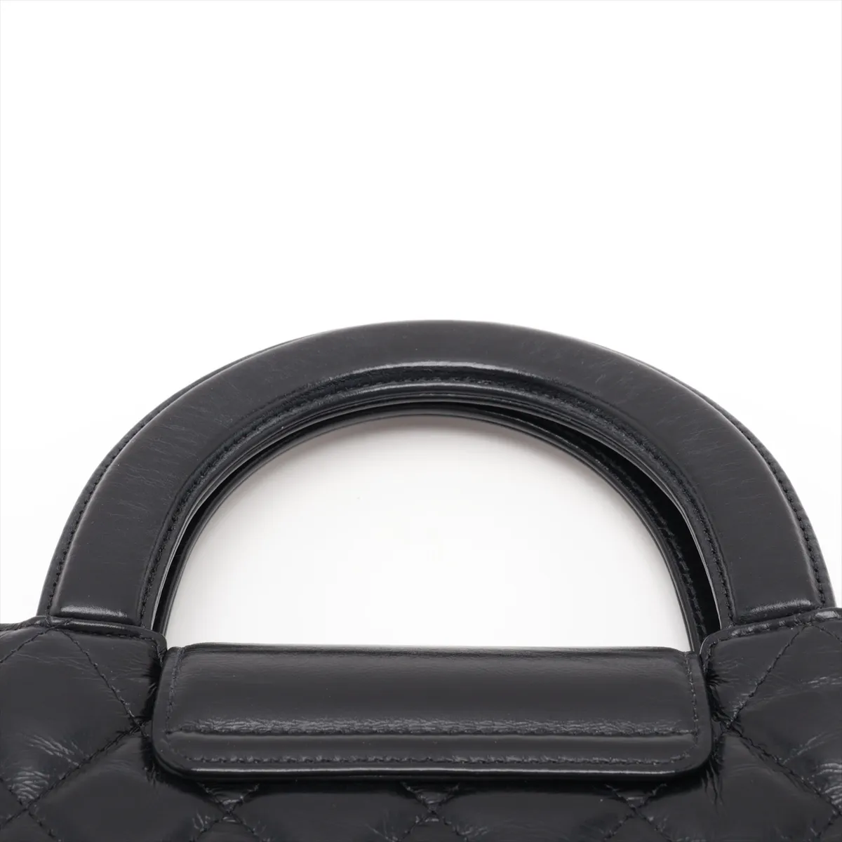Matelassé Leather 2-Way Shoulder Bag, Black with Gold Hardware, U744NC02, Random Plate, AS4416 — view 6
